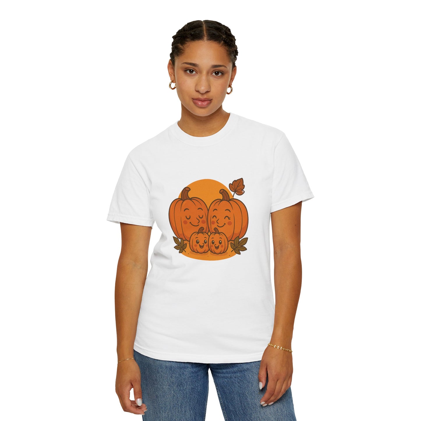 Cute Pumpkin Family T-Shirt with Two Baby Pumpkin – Fall Harvest Graphic Tee, Autumn Thanksgiving Shirt