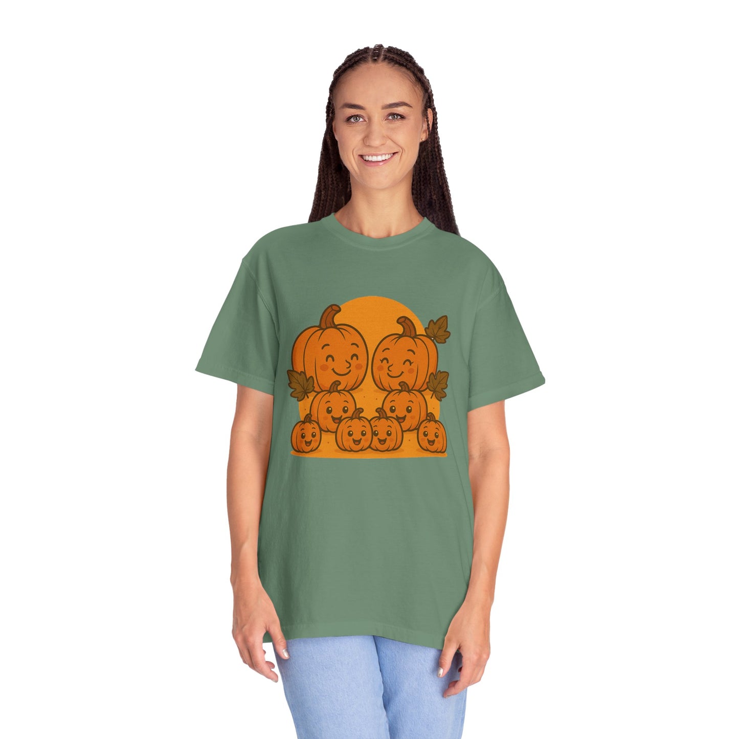 Cute Pumpkin Family T-Shirt with Six Baby Pumpkins – Fall Harvest Graphic Tee, Autumn Thanksgiving Shirt