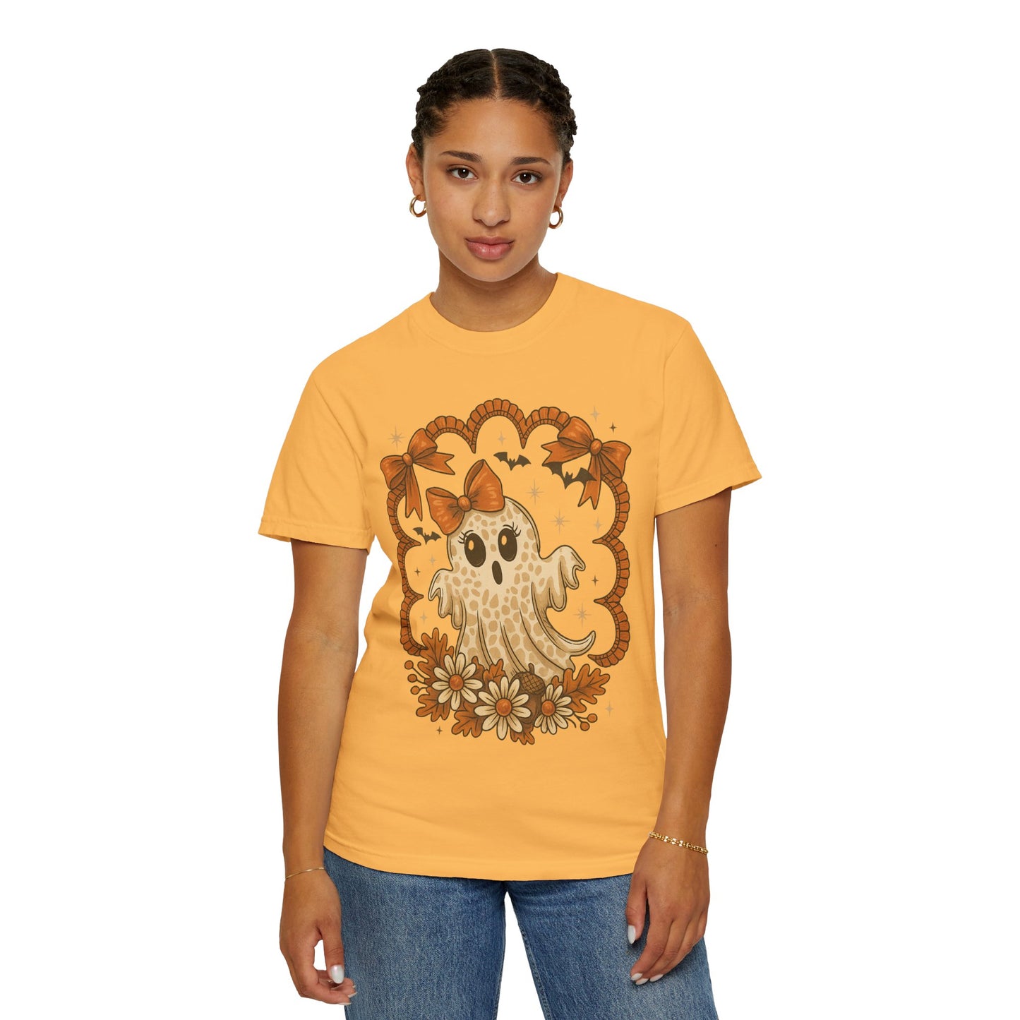 Cute Ghost T-Shirt, Halloween Graphic Tee with Bow, Spooky Season Fall Shirt for Women & Men