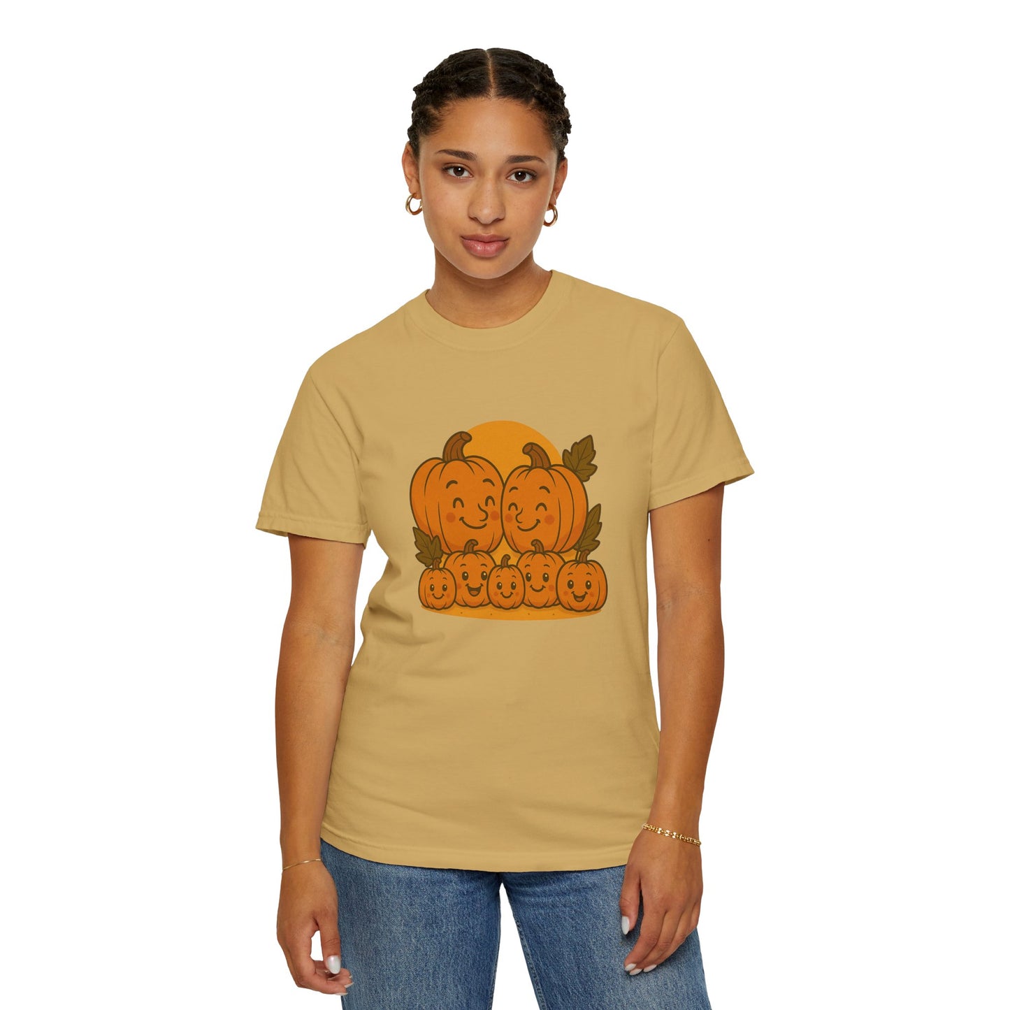 Cute Pumpkin Family T-Shirt with Five Baby Pumpkins – Fall Harvest Graphic Tee, Autumn Thanksgiving Shirt