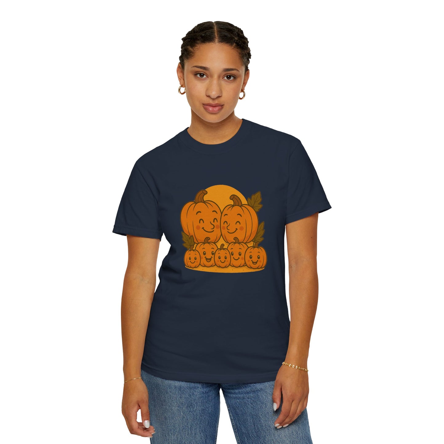 Cute Pumpkin Family T-Shirt with Five Baby Pumpkins – Fall Harvest Graphic Tee, Autumn Thanksgiving Shirt