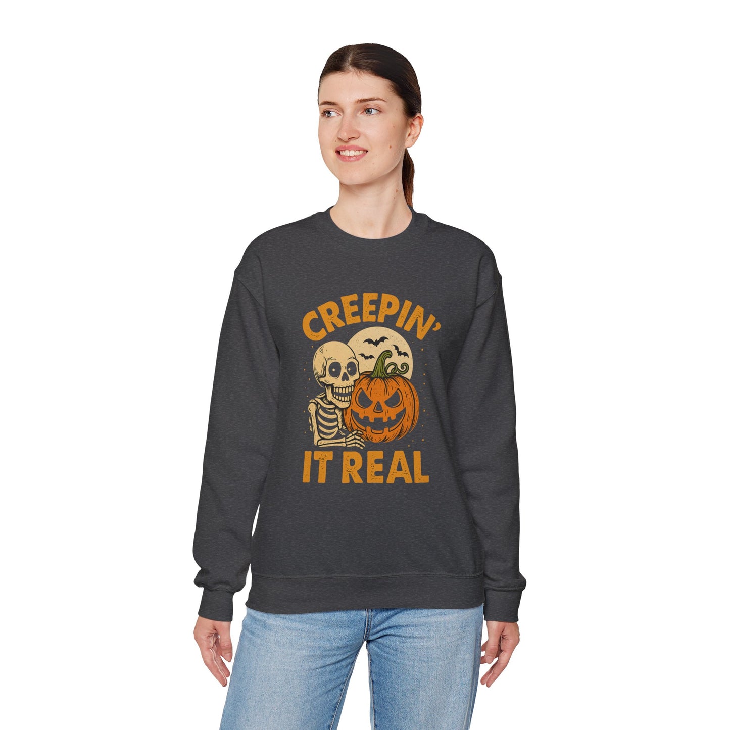 Halloween Crewneck Sweatshirt | Creepin' It Real | Fall Fashion | Spooky Season Apparel | Unisex Sweatshirt | Perfect for Halloween Parties