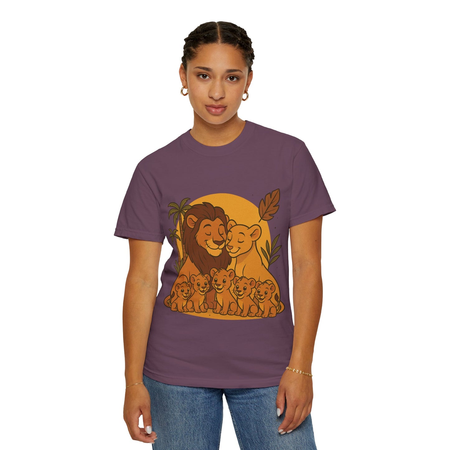 Lion Family T-Shirt – Mom, Dad & 5 Cub | Lion Pride Family Design | Mufasa| Cute Safari Jungle Tee
