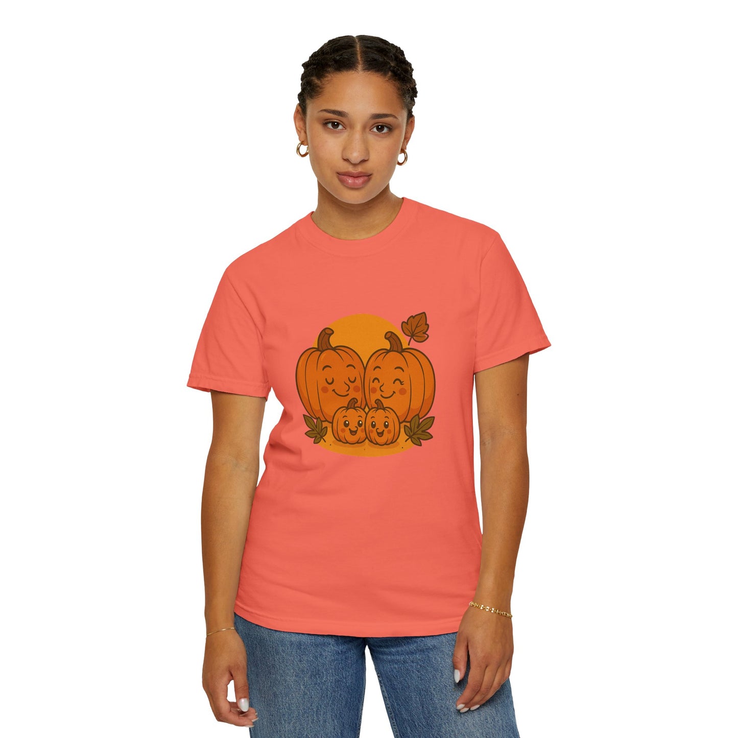 Cute Pumpkin Family T-Shirt with Two Baby Pumpkin – Fall Harvest Graphic Tee, Autumn Thanksgiving Shirt