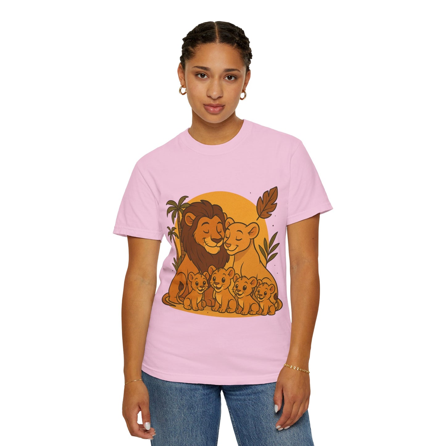 Lion Family T-Shirt – Mom, Dad & 4 Cub | Lion Pride Family Design | Mufasa| Cute Safari Jungle Tee