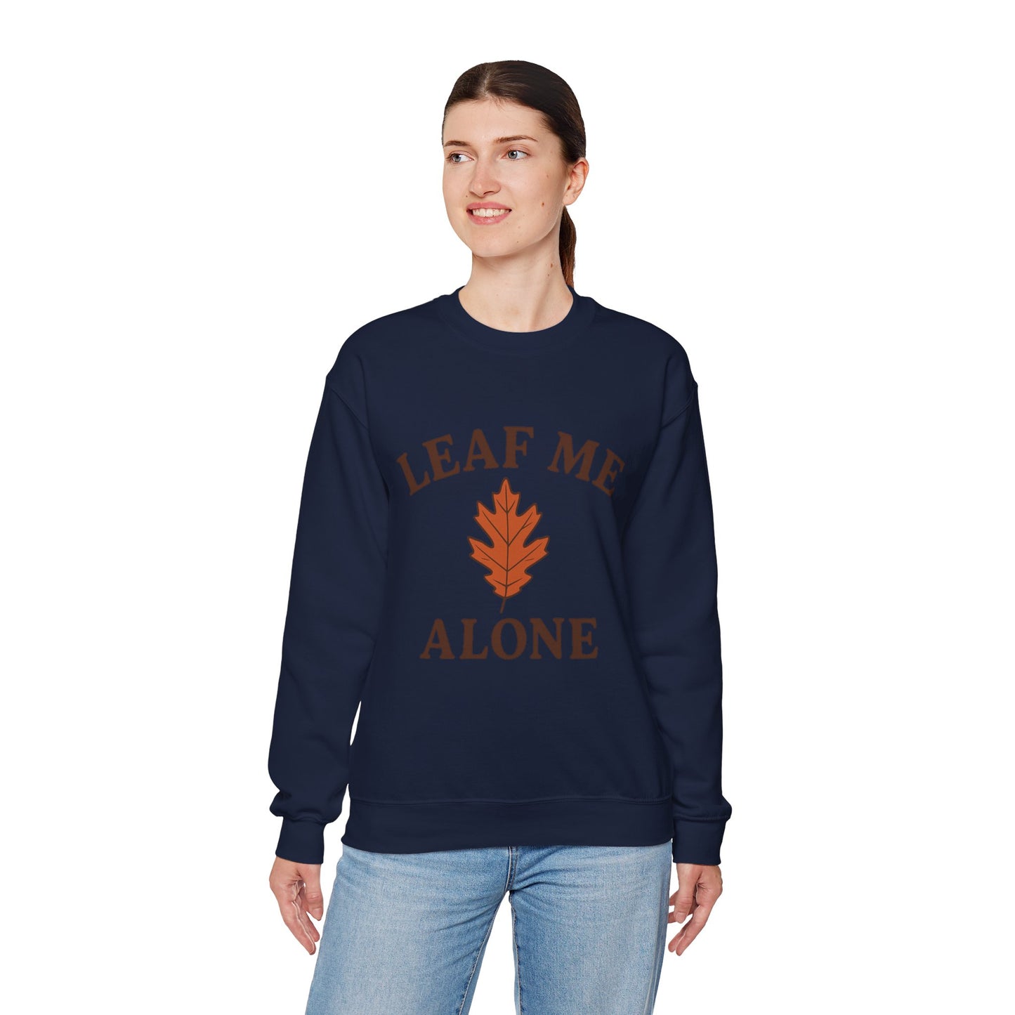 Autumn Vibes Crewneck Sweatshirt | Leaf Me Alone, Cozy Fall Fashion | Gift for Nature Lovers | Fall Puns