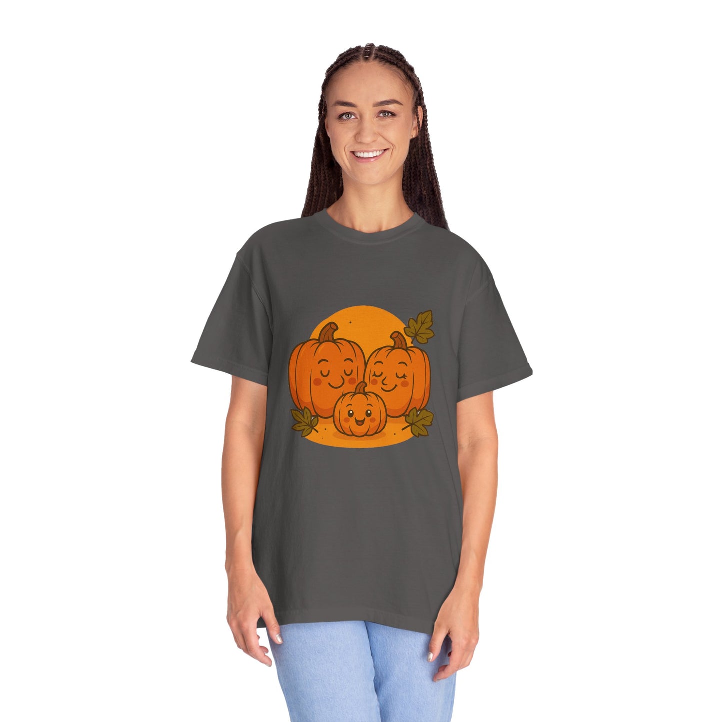 Cute Pumpkin Family T-Shirt with One Baby Pumpkin – Fall Harvest Graphic Tee, Autumn Thanksgiving Shirt