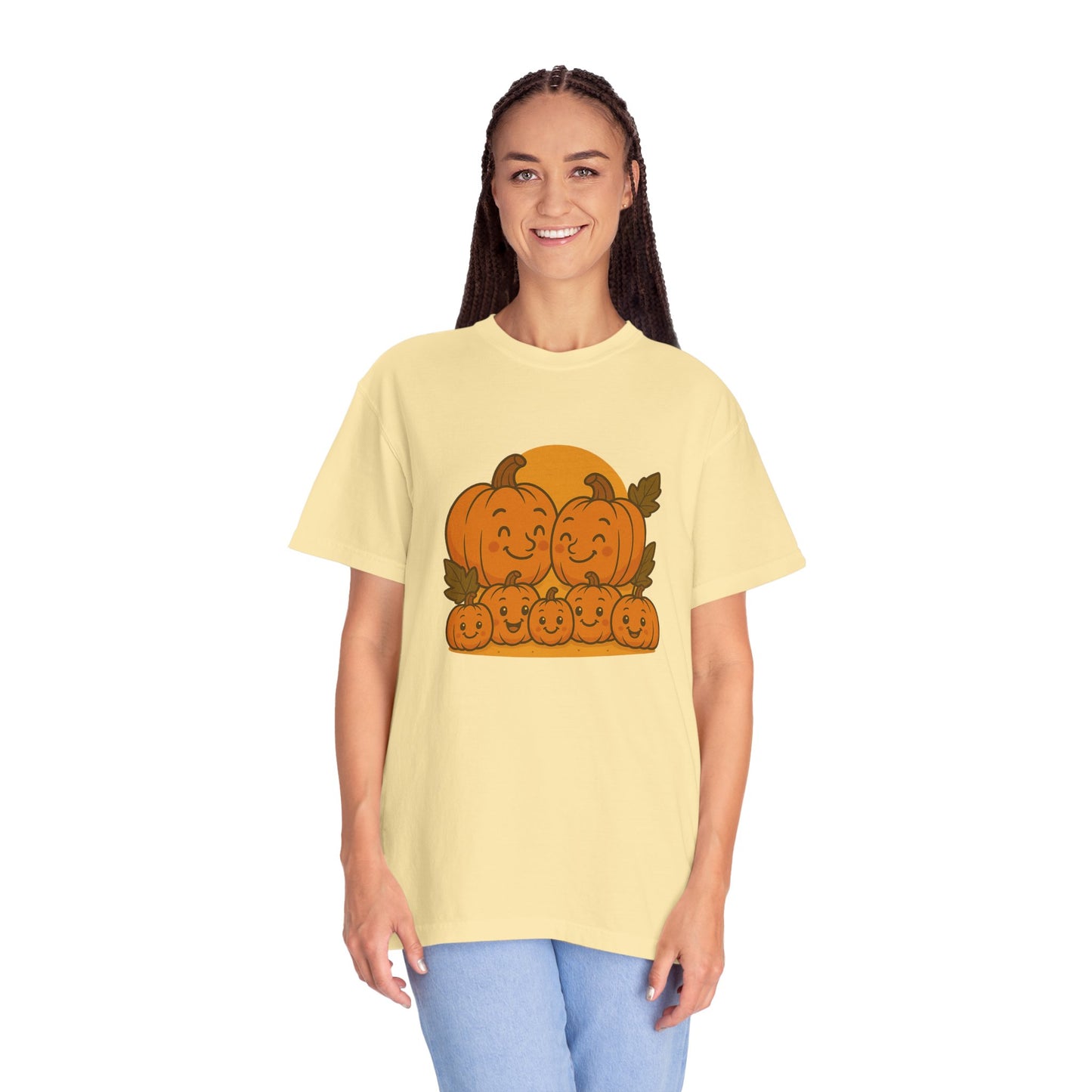 Cute Pumpkin Family T-Shirt with Five Baby Pumpkins – Fall Harvest Graphic Tee, Autumn Thanksgiving Shirt