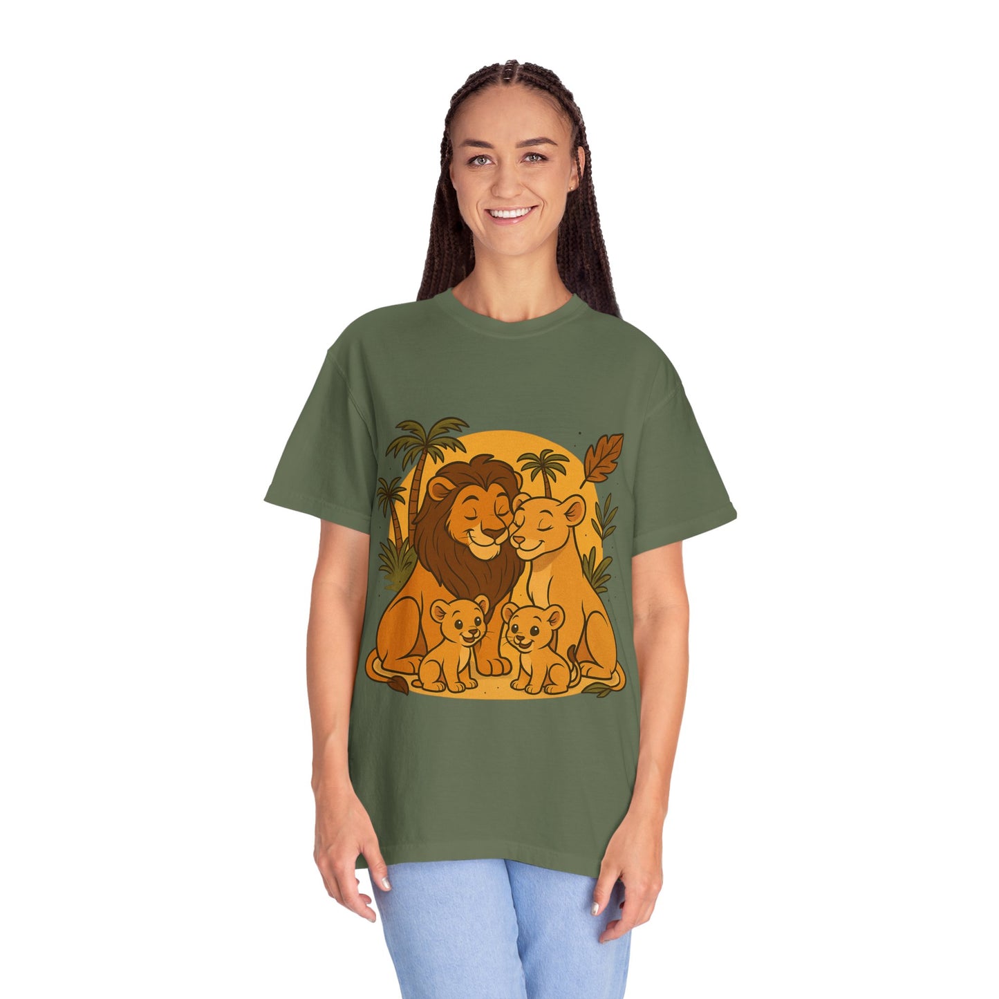 Lion Family T-Shirt – Mom, Dad & 2 Cub | Lion Pride Family Design | Mufasa| Cute Safari Jungle Tee