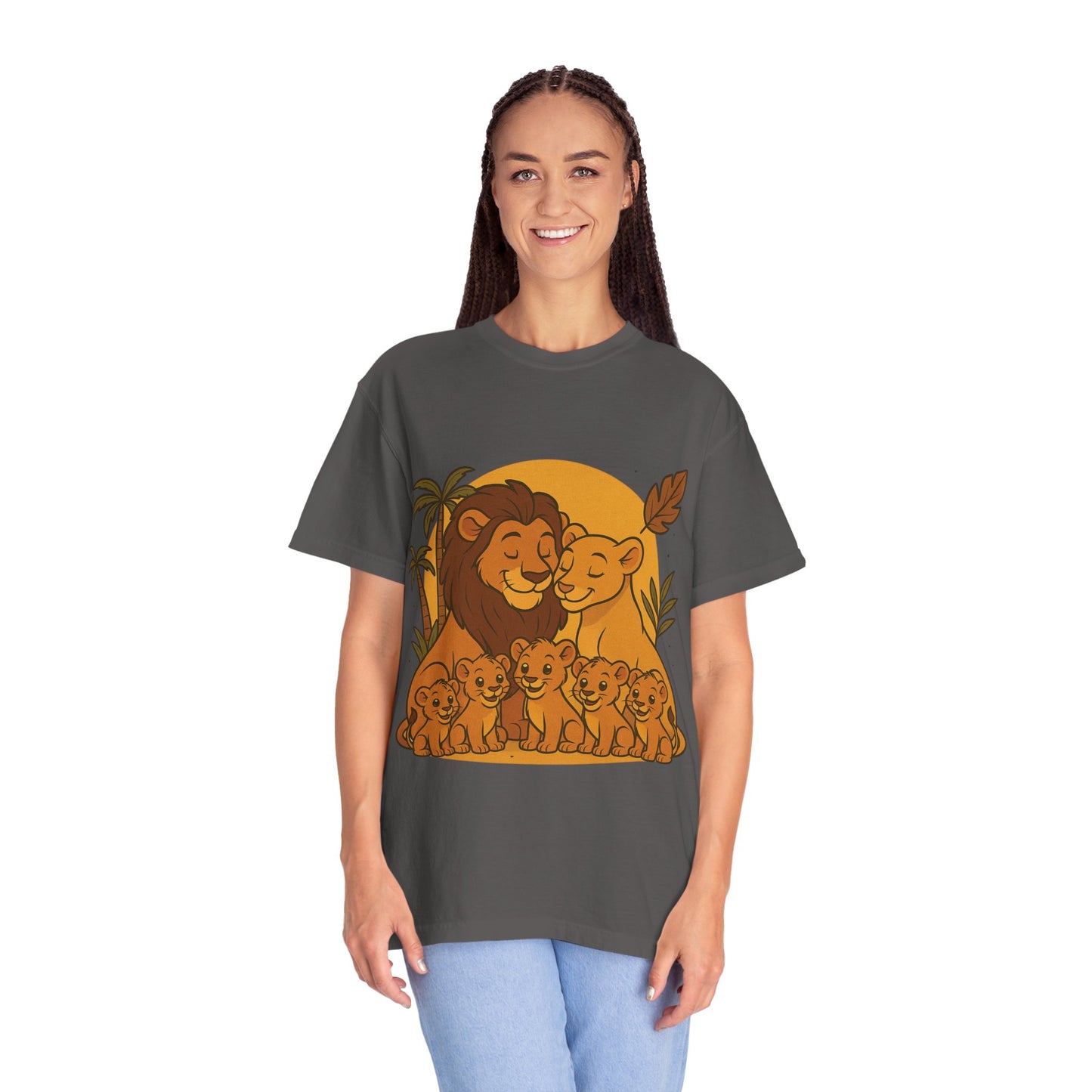 Lion Family T-Shirt – Mom, Dad & 5 Cub | Lion Pride Family Design | Mufasa| Cute Safari Jungle Tee