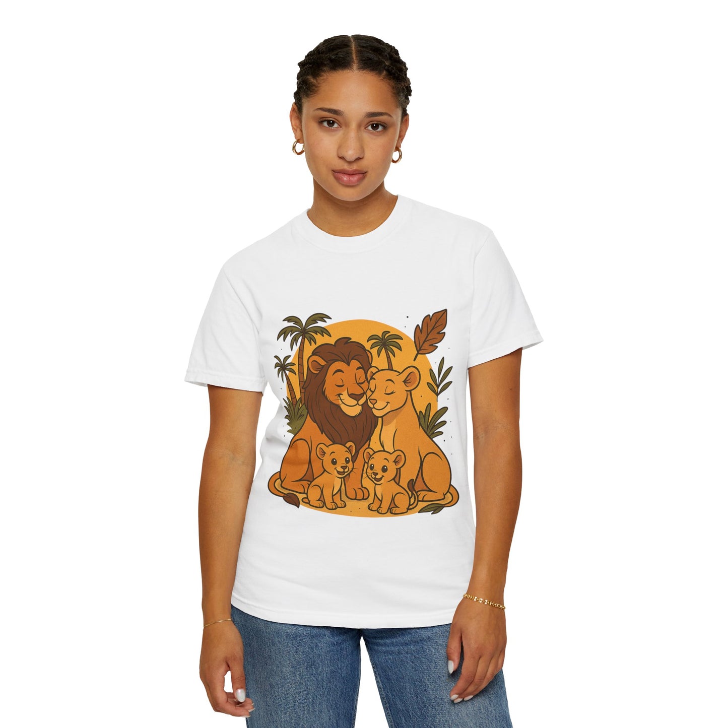 Lion Family T-Shirt – Mom, Dad & 2 Cub | Lion Pride Family Design | Mufasa| Cute Safari Jungle Tee