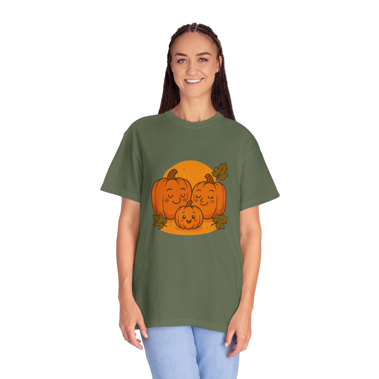 Cute Pumpkin Family T-Shirt with One Baby Pumpkin – Fall Harvest Graphic Tee, Autumn Thanksgiving Shirt