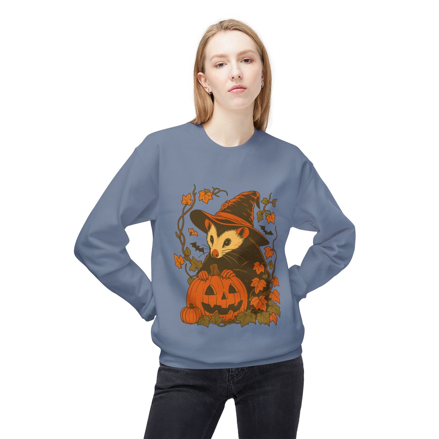 Opossum Halloween Fleece Sweatshirt | Cute Spooky Season Goblincore Sweater