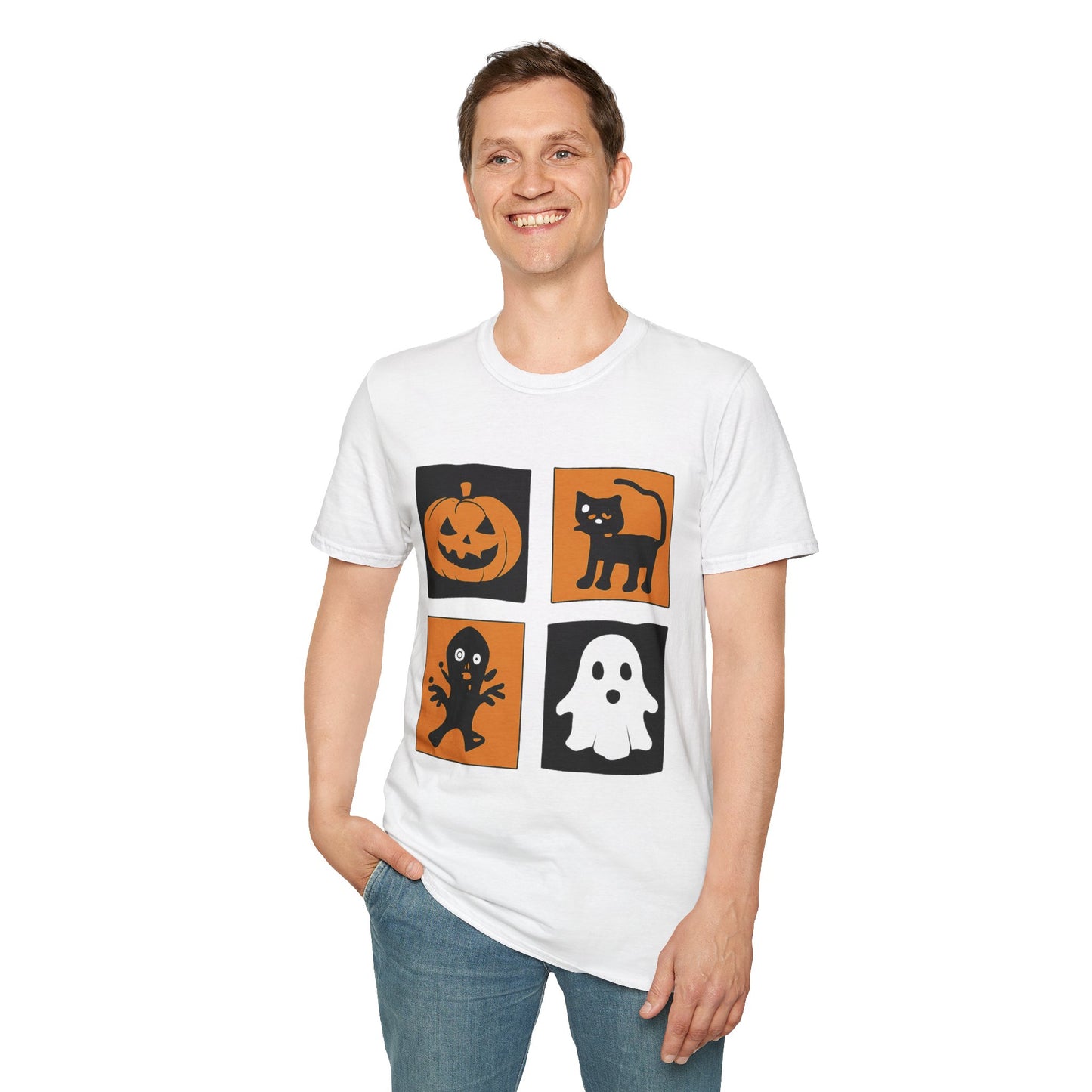 Halloween T-Shirt – Pumpkin, Black Cat, Ghost & Zombie Design | Spooky Graphic Tee for Men, Women & Kids