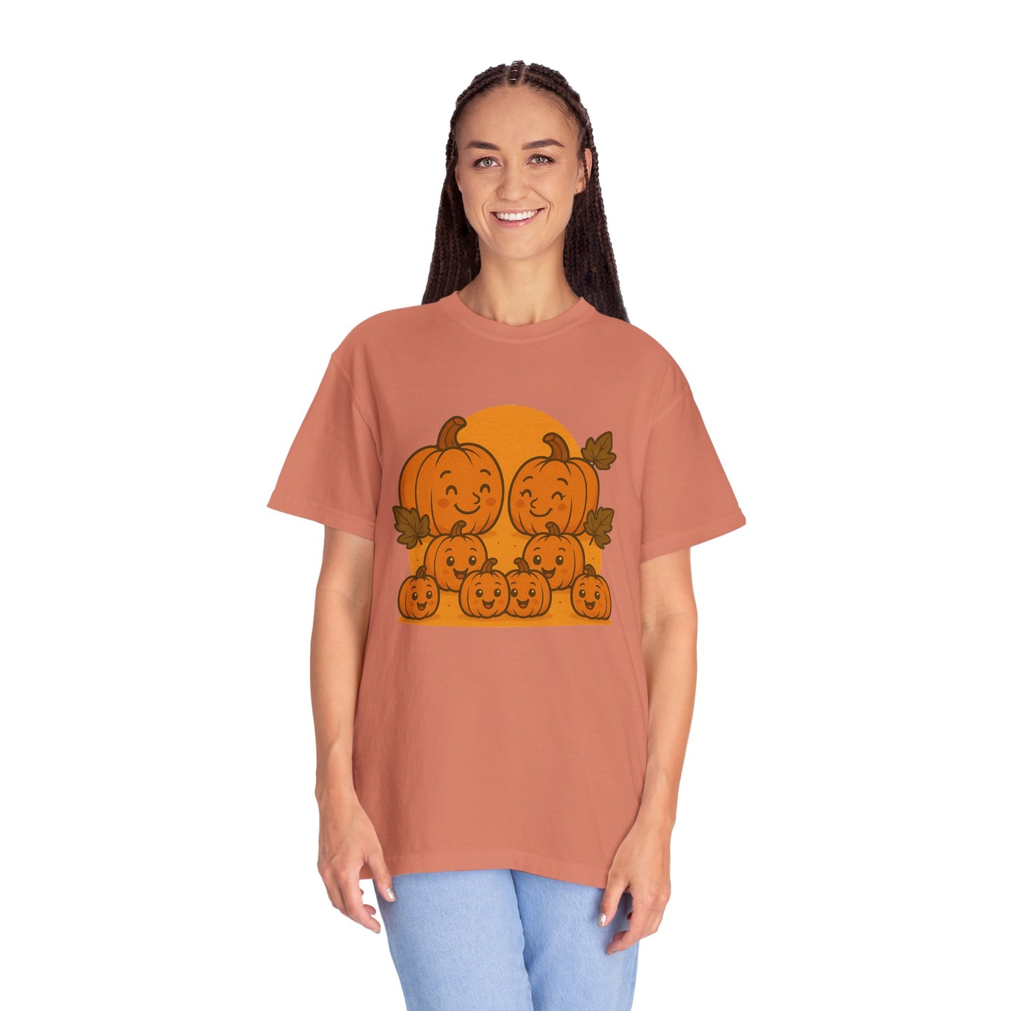 Cute Pumpkin Family T-Shirt with Six Baby Pumpkins – Fall Harvest Graphic Tee, Autumn Thanksgiving Shirt