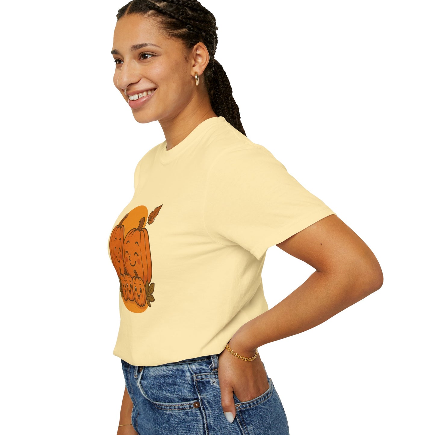 Cute Pumpkin Family T-Shirt with Three Baby Pumpkins – Fall Harvest Graphic Tee, Autumn Thanksgiving Shirt