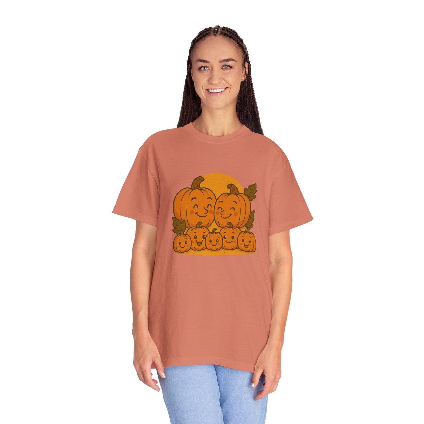 Cute Pumpkin Family T-Shirt with Five Baby Pumpkins – Fall Harvest Graphic Tee, Autumn Thanksgiving Shirt