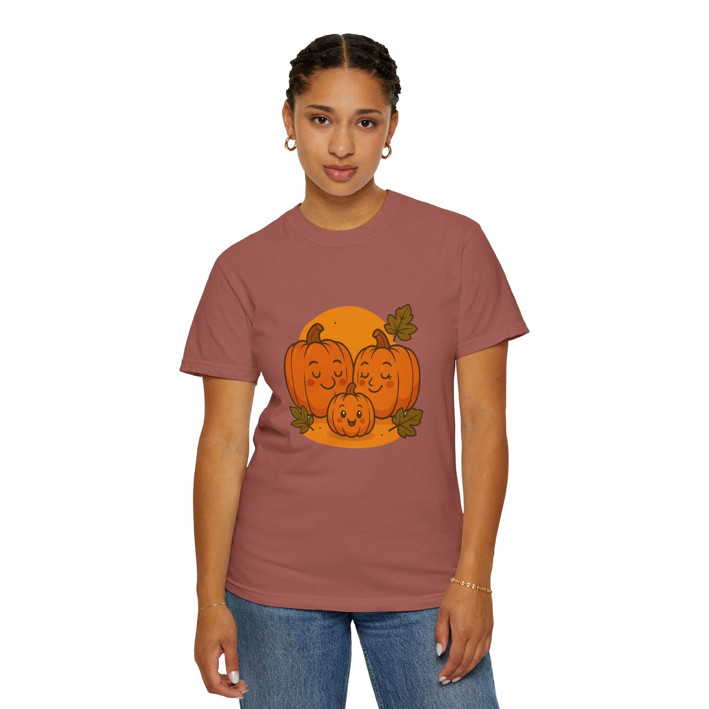 Cute Pumpkin Family T-Shirt with One Baby Pumpkin – Fall Harvest Graphic Tee, Autumn Thanksgiving Shirt