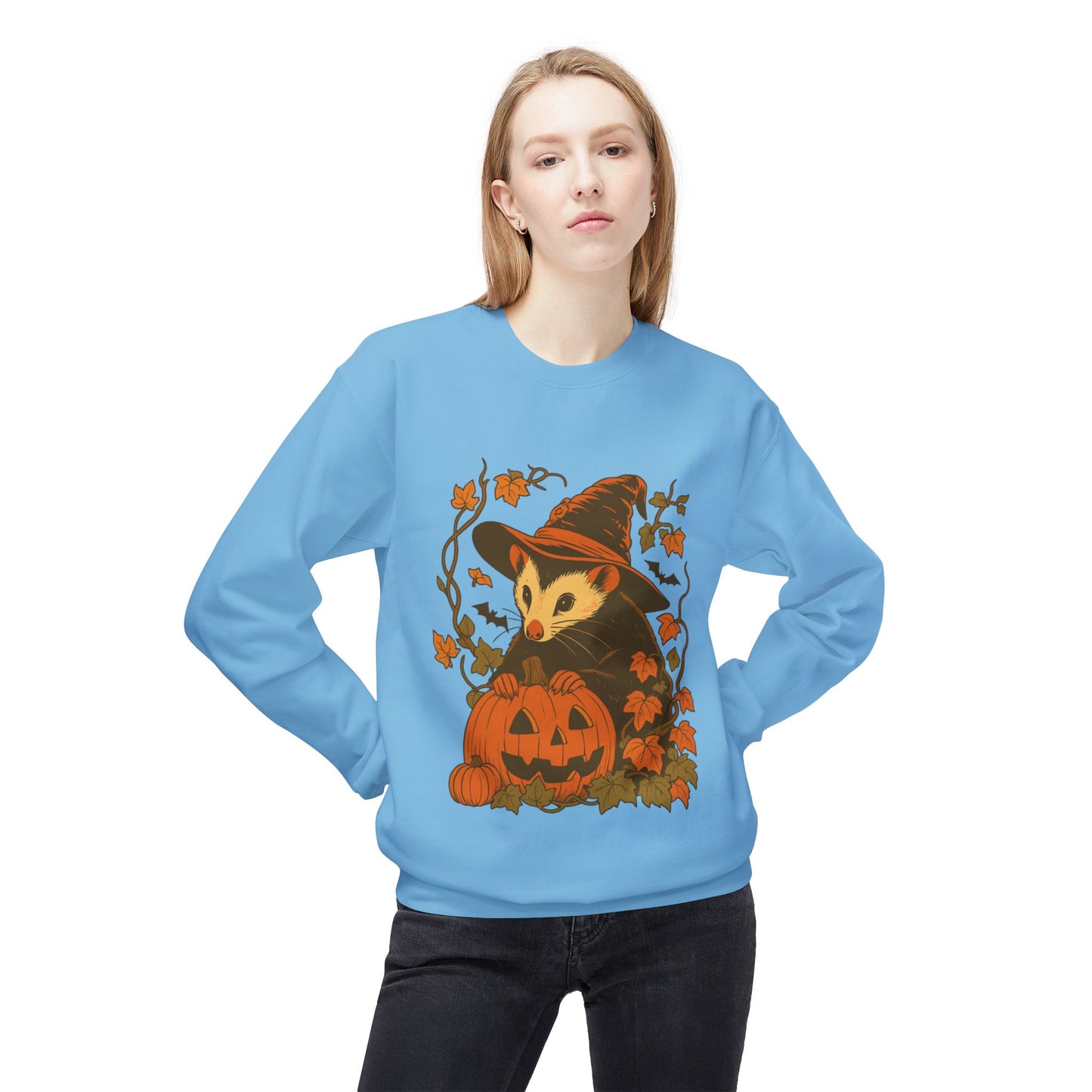 Opossum Halloween Fleece Sweatshirt | Cute Spooky Season Goblincore Sweater