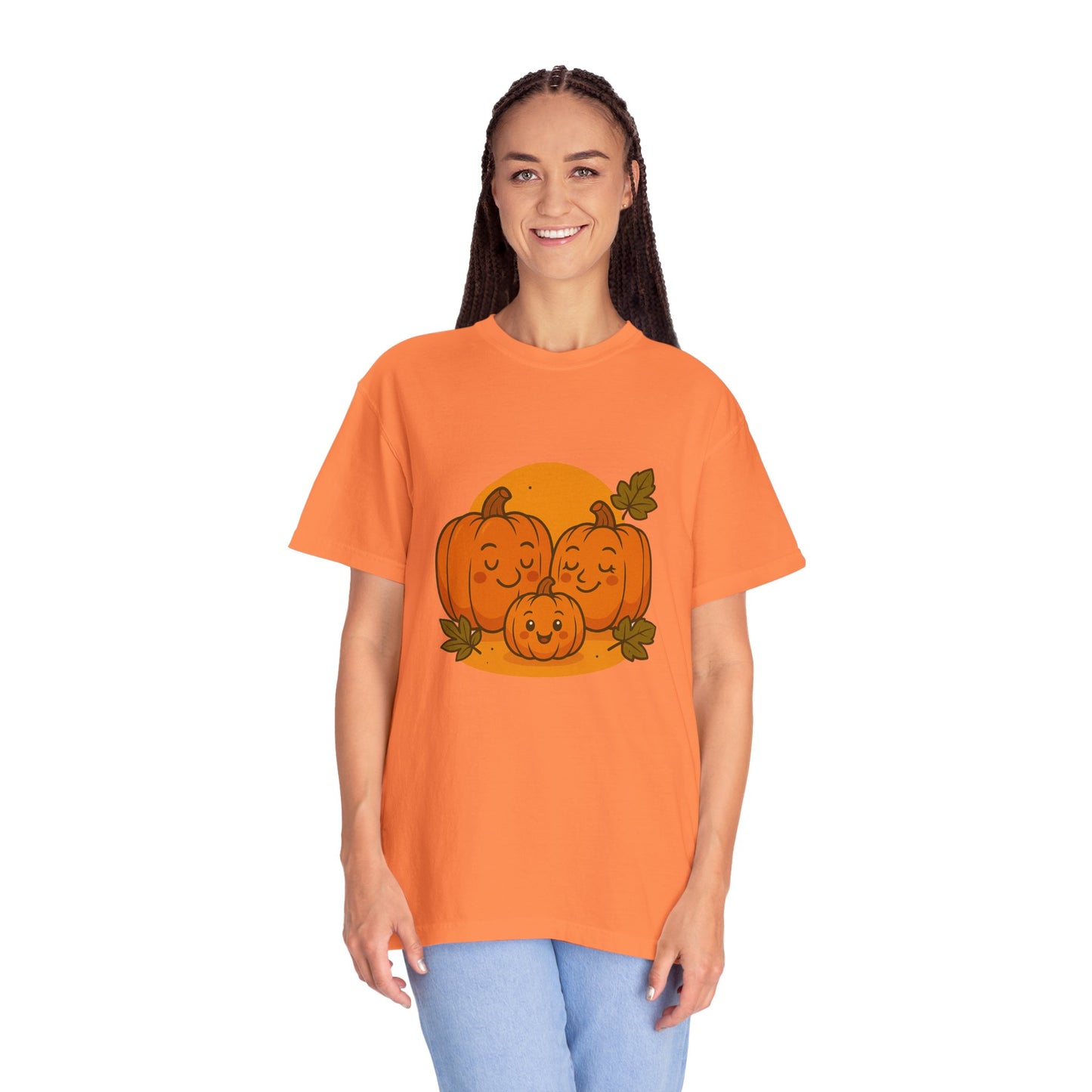 Cute Pumpkin Family T-Shirt with One Baby Pumpkin – Fall Harvest Graphic Tee, Autumn Thanksgiving Shirt