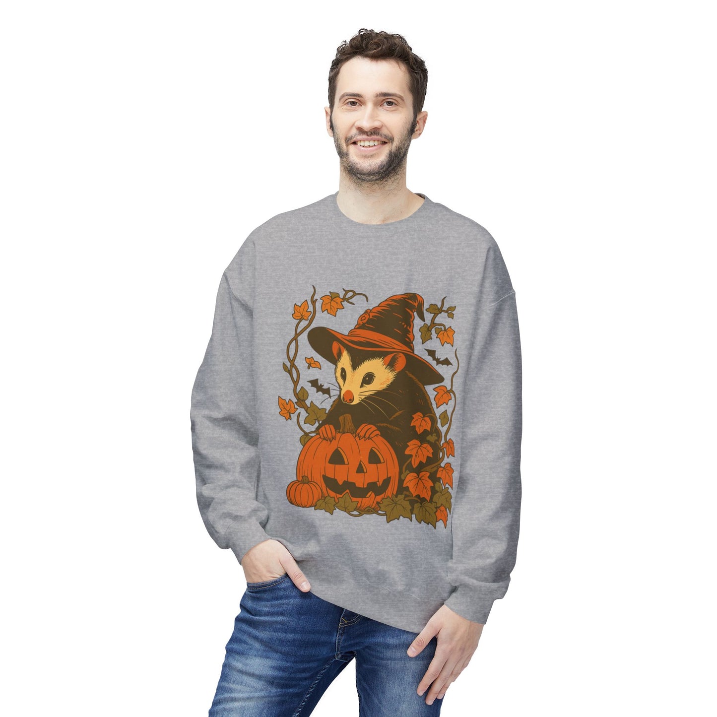 Opossum Halloween Fleece Sweatshirt | Cute Spooky Season Goblincore Sweater
