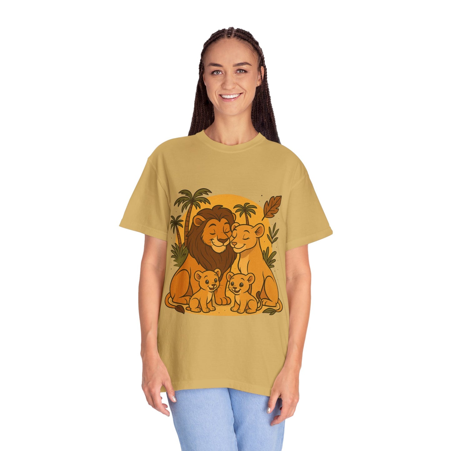 Lion Family T-Shirt – Mom, Dad & 2 Cub | Lion Pride Family Design | Mufasa| Cute Safari Jungle Tee