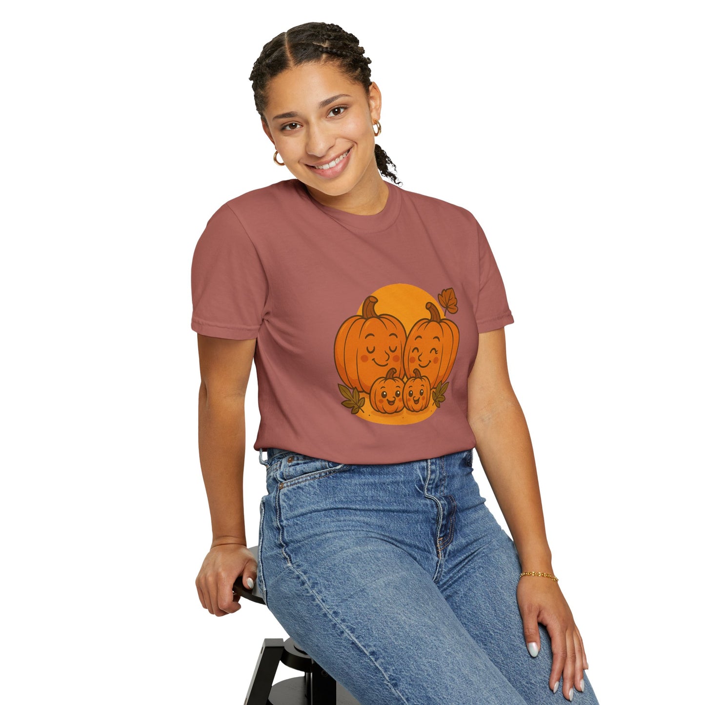 Cute Pumpkin Family T-Shirt with Two Baby Pumpkin – Fall Harvest Graphic Tee, Autumn Thanksgiving Shirt