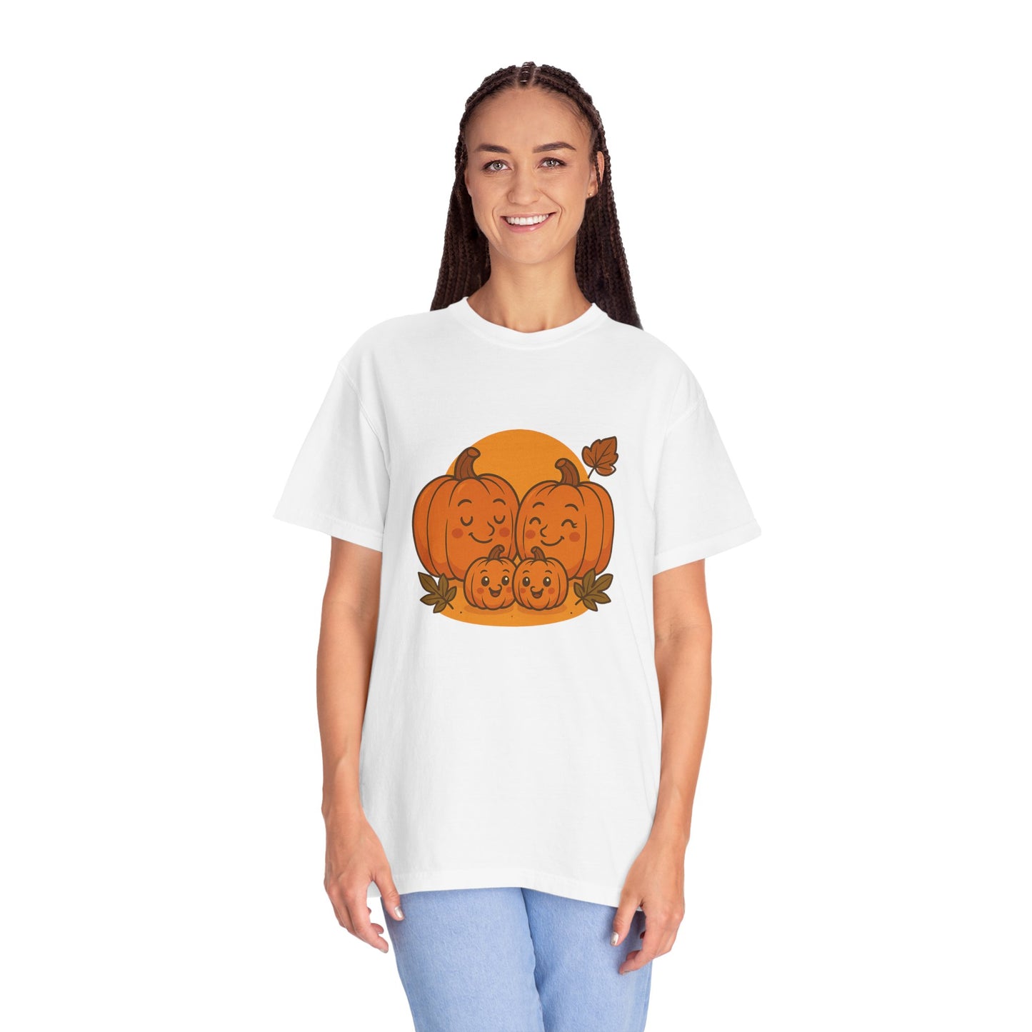 Cute Pumpkin Family T-Shirt with Two Baby Pumpkin – Fall Harvest Graphic Tee, Autumn Thanksgiving Shirt