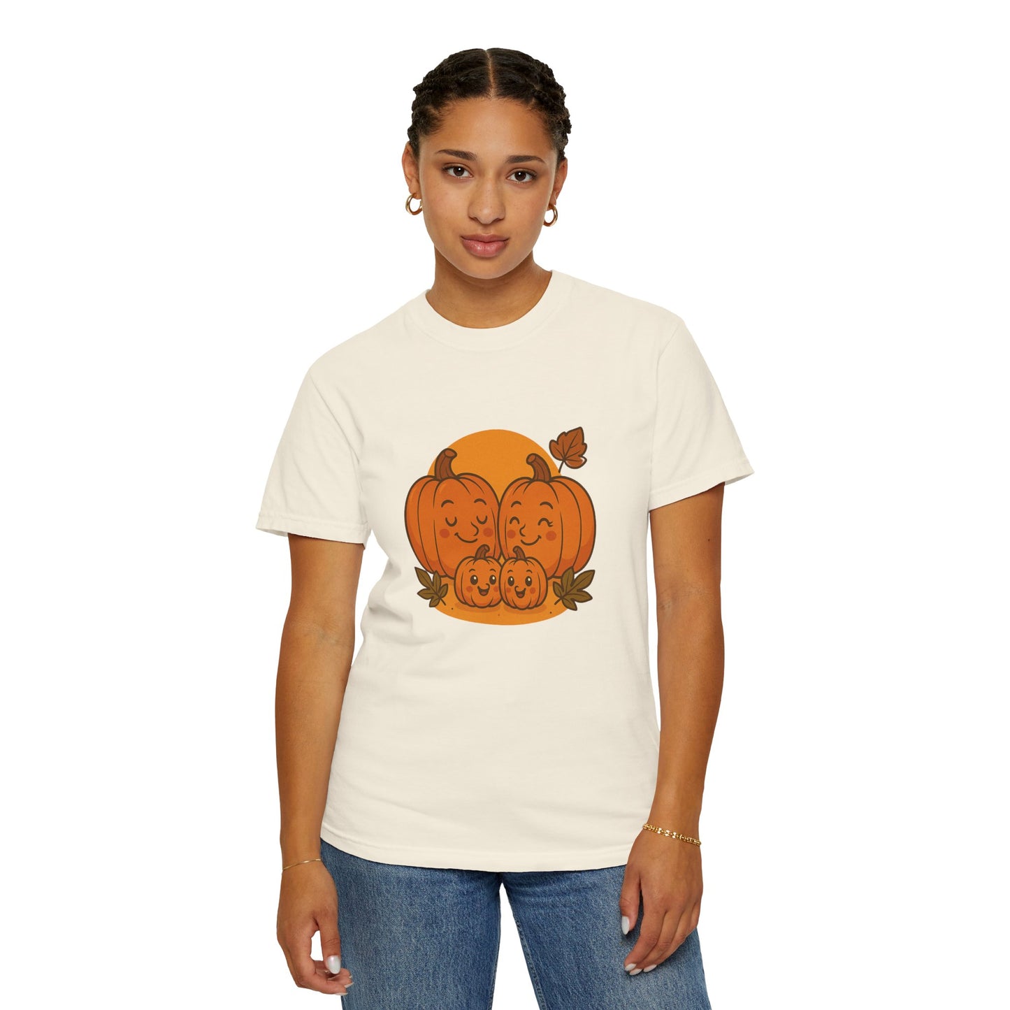 Cute Pumpkin Family T-Shirt with Two Baby Pumpkin – Fall Harvest Graphic Tee, Autumn Thanksgiving Shirt