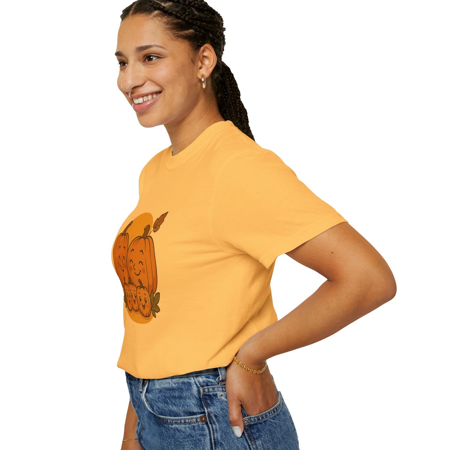 Cute Pumpkin Family T-Shirt with Three Baby Pumpkins – Fall Harvest Graphic Tee, Autumn Thanksgiving Shirt