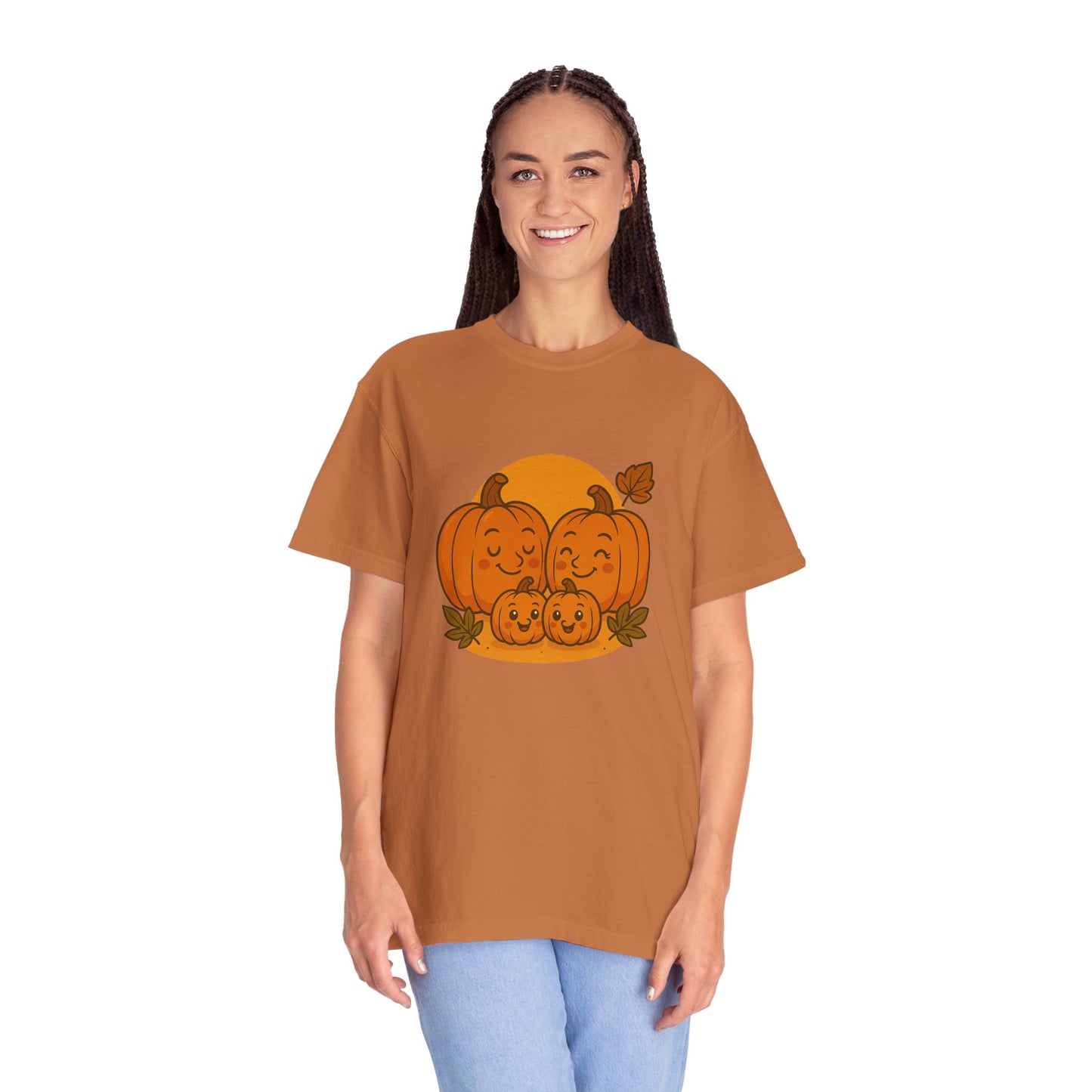Cute Pumpkin Family T-Shirt with Two Baby Pumpkin – Fall Harvest Graphic Tee, Autumn Thanksgiving Shirt