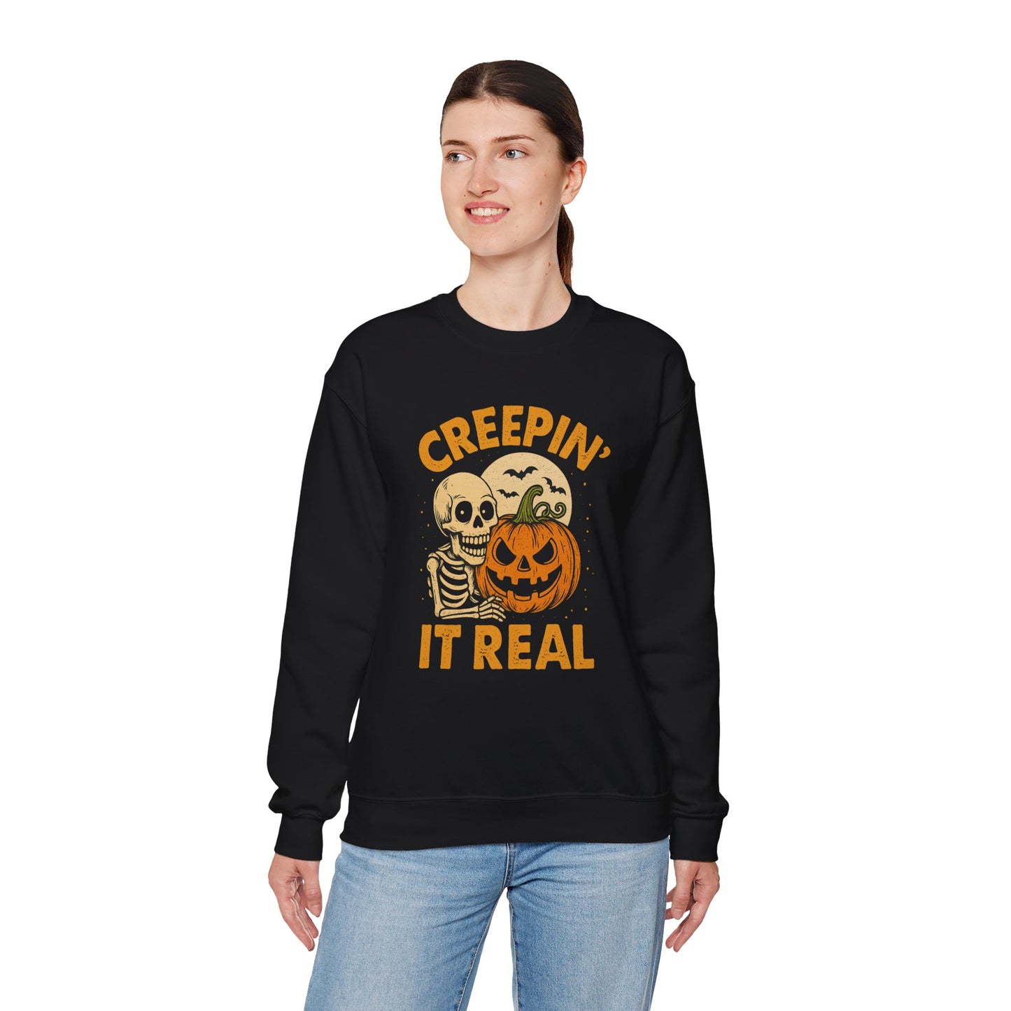 Halloween Crewneck Sweatshirt | Creepin' It Real | Fall Fashion | Spooky Season Apparel | Unisex Sweatshirt | Perfect for Halloween Parties
