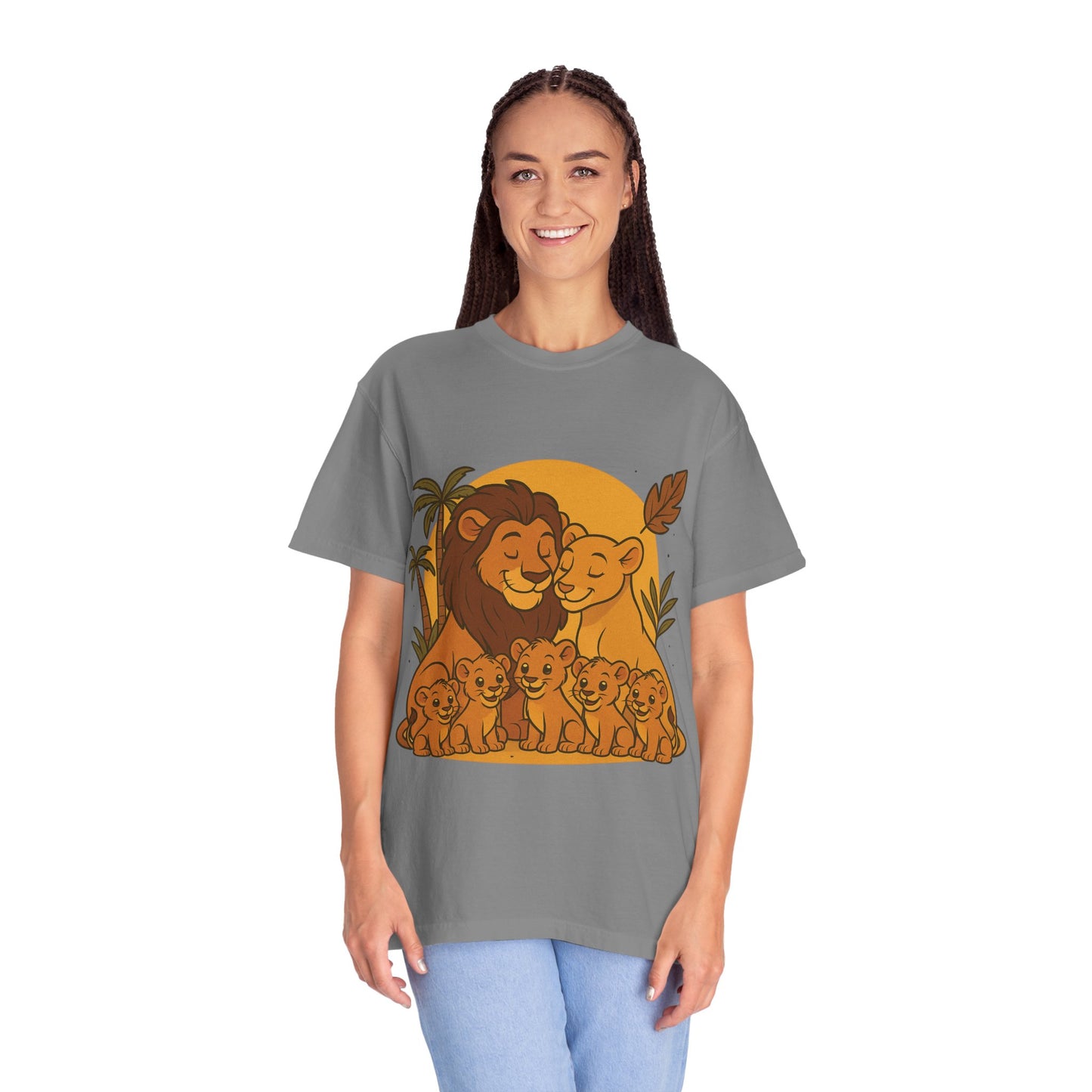 Lion Family T-Shirt – Mom, Dad & 5 Cub | Lion Pride Family Design | Mufasa| Cute Safari Jungle Tee