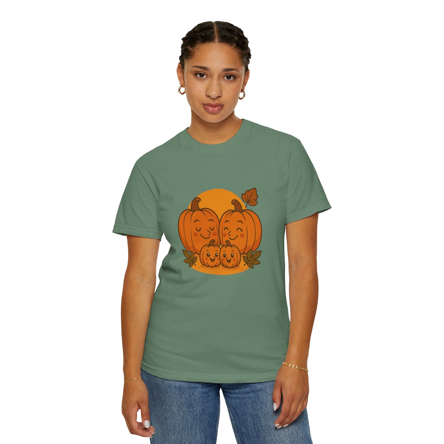 Cute Pumpkin Family T-Shirt with Two Baby Pumpkin – Fall Harvest Graphic Tee, Autumn Thanksgiving Shirt
