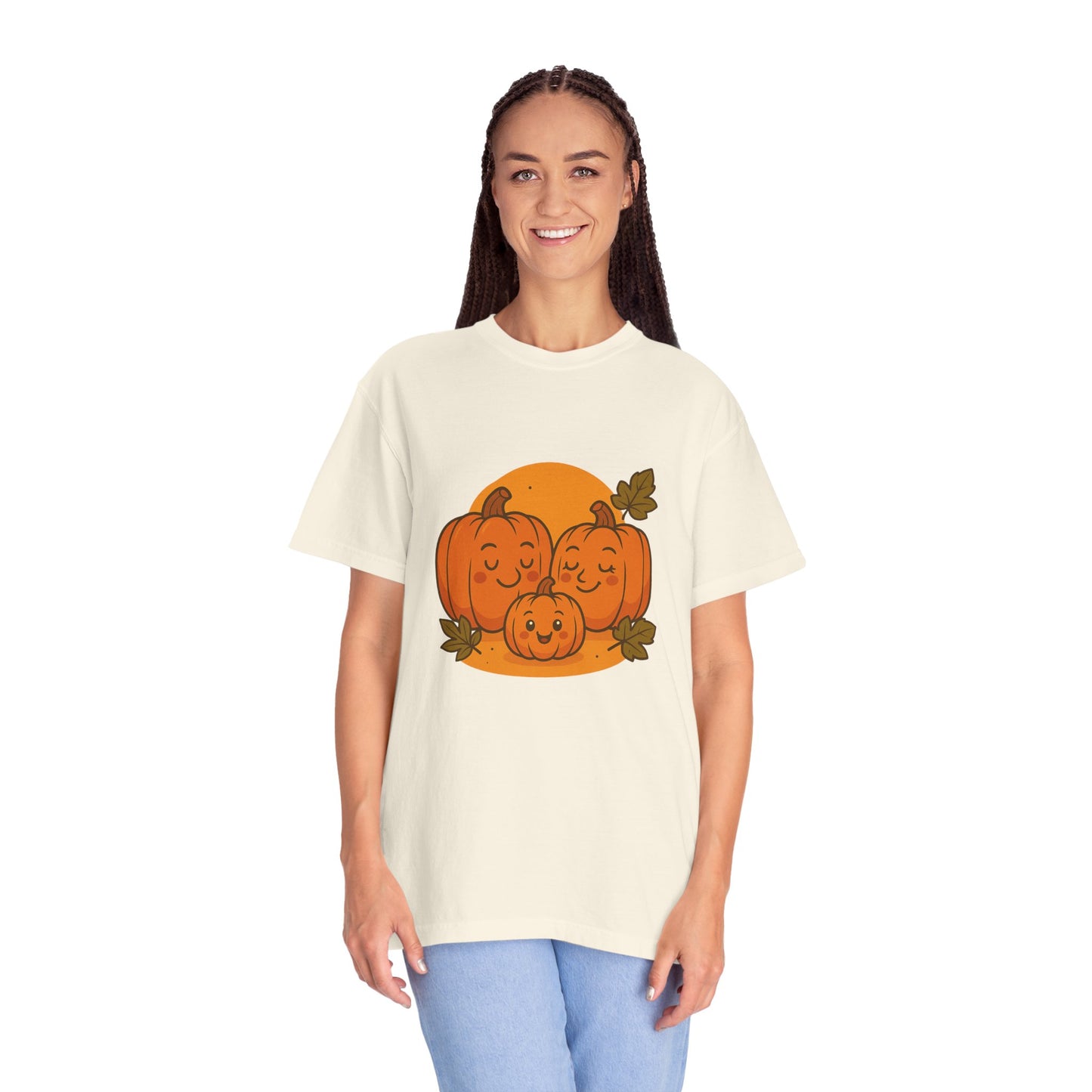 Cute Pumpkin Family T-Shirt with One Baby Pumpkin – Fall Harvest Graphic Tee, Autumn Thanksgiving Shirt
