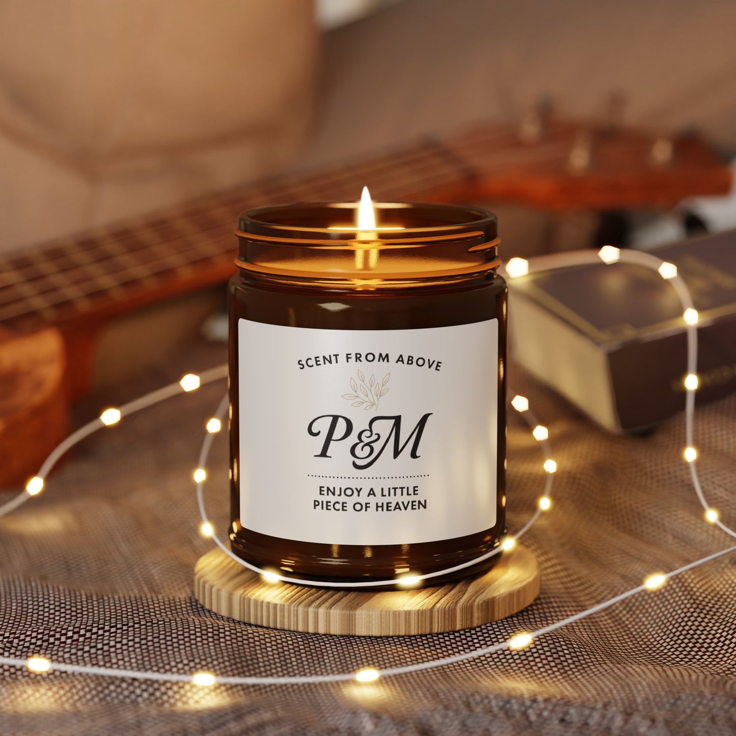 Custom Scented Candle Gift – Amber Jar Soy Candle for Teacher, Nanny, or Loved One – Natural Fragrance & Self-Care