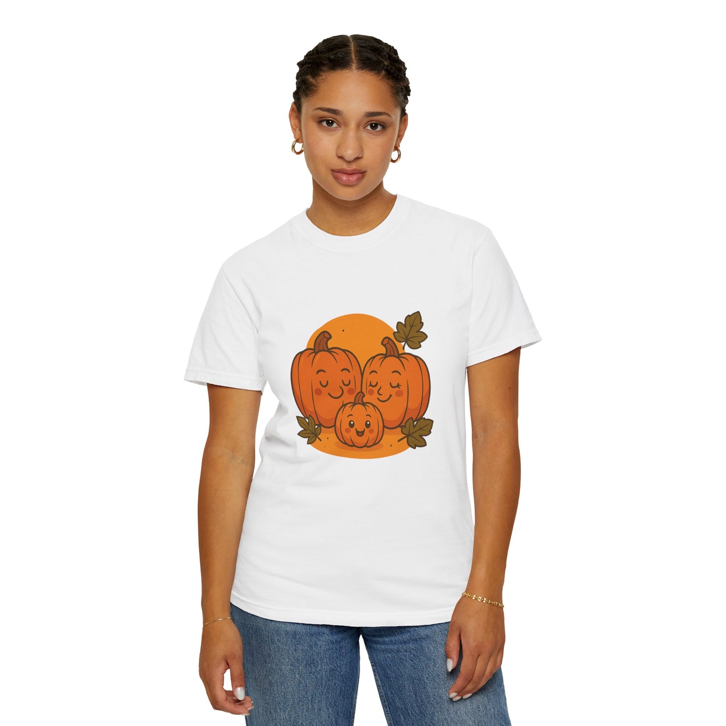 Cute Pumpkin Family T-Shirt with One Baby Pumpkin – Fall Harvest Graphic Tee, Autumn Thanksgiving Shirt