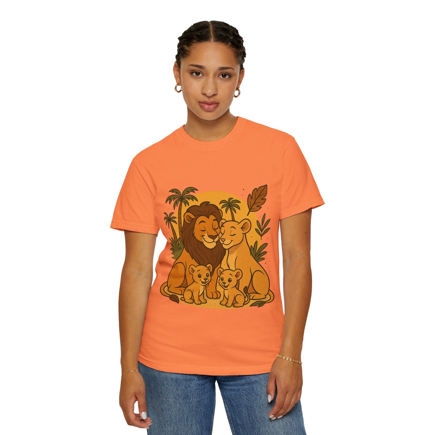 Lion Family T-Shirt – Mom, Dad & 2 Cub | Lion Pride Family Design | Mufasa| Cute Safari Jungle Tee