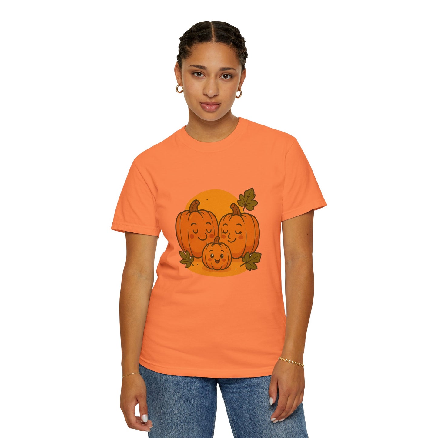 Cute Pumpkin Family T-Shirt with One Baby Pumpkin – Fall Harvest Graphic Tee, Autumn Thanksgiving Shirt