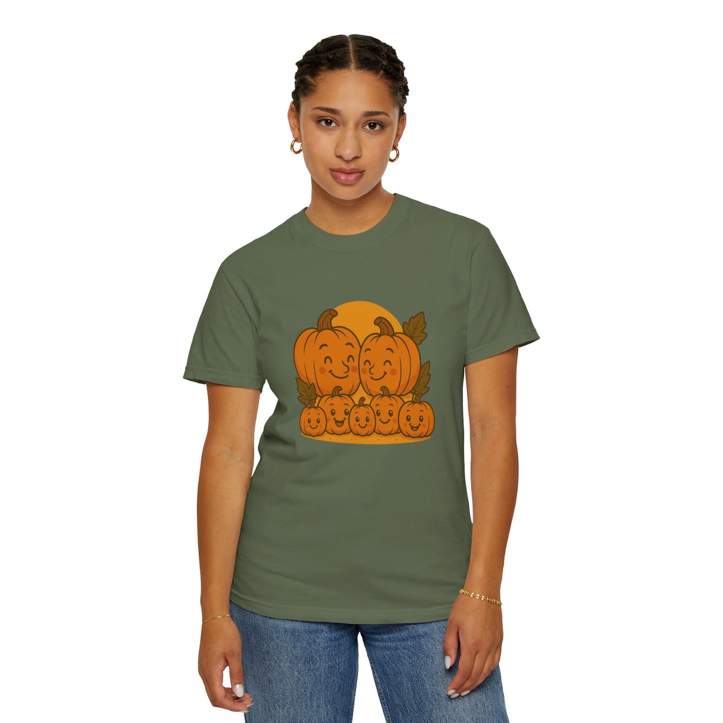 Cute Pumpkin Family T-Shirt with Five Baby Pumpkins – Fall Harvest Graphic Tee, Autumn Thanksgiving Shirt