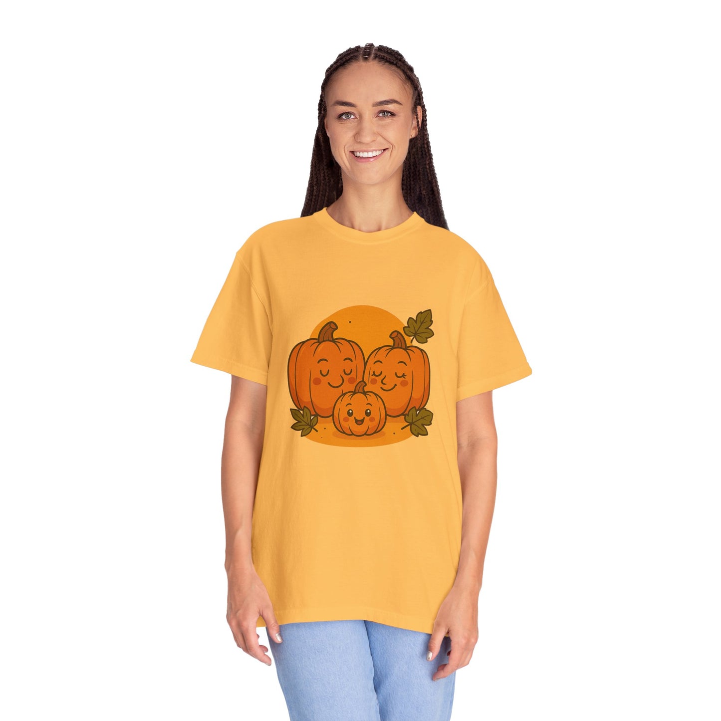 Cute Pumpkin Family T-Shirt with One Baby Pumpkin – Fall Harvest Graphic Tee, Autumn Thanksgiving Shirt
