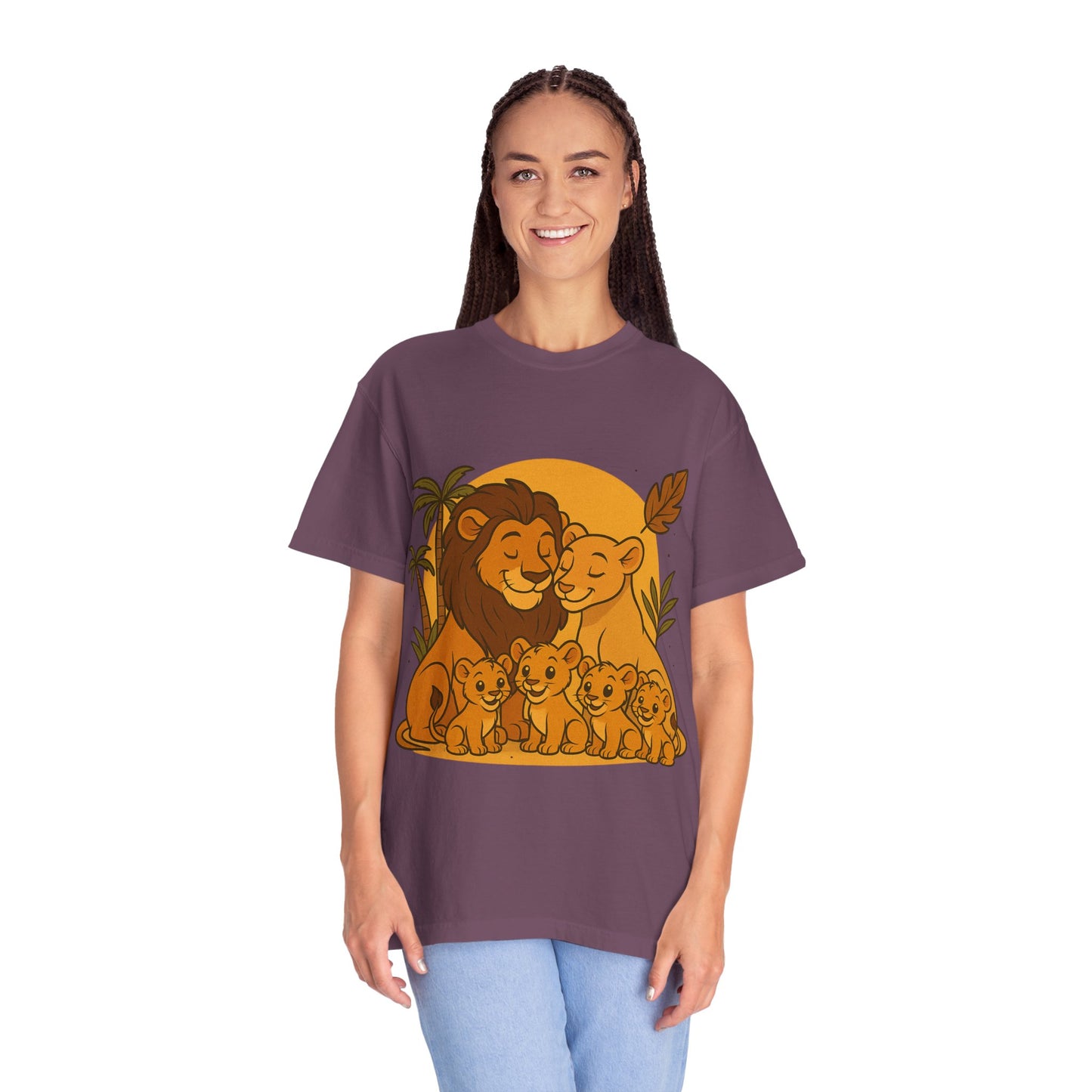 Lion Family T-Shirt – Mom, Dad & 4 Cub | Lion Pride Family Design | Mufasa| Cute Safari Jungle Tee