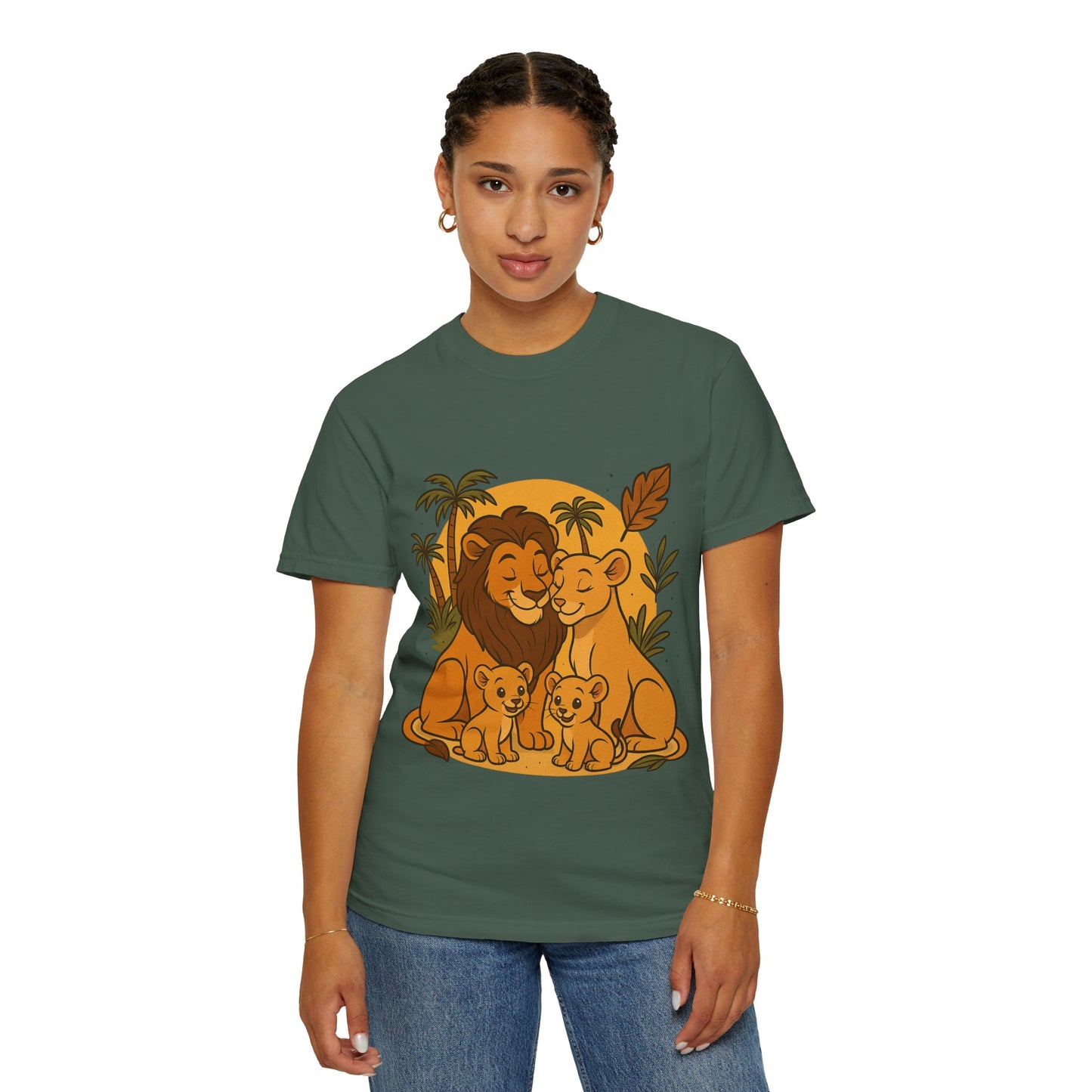 Lion Family T-Shirt – Mom, Dad & 2 Cub | Lion Pride Family Design | Mufasa| Cute Safari Jungle Tee