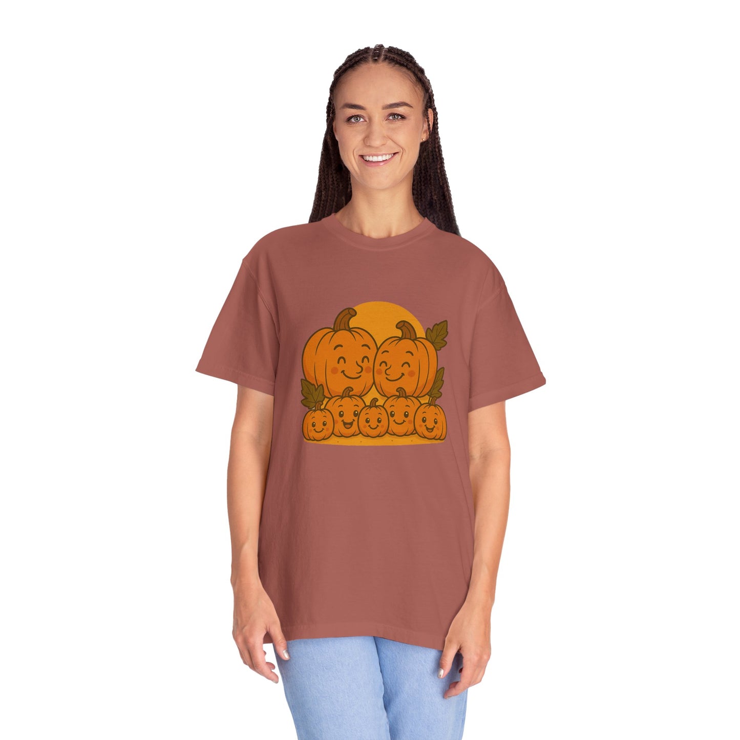 Cute Pumpkin Family T-Shirt with Five Baby Pumpkins – Fall Harvest Graphic Tee, Autumn Thanksgiving Shirt