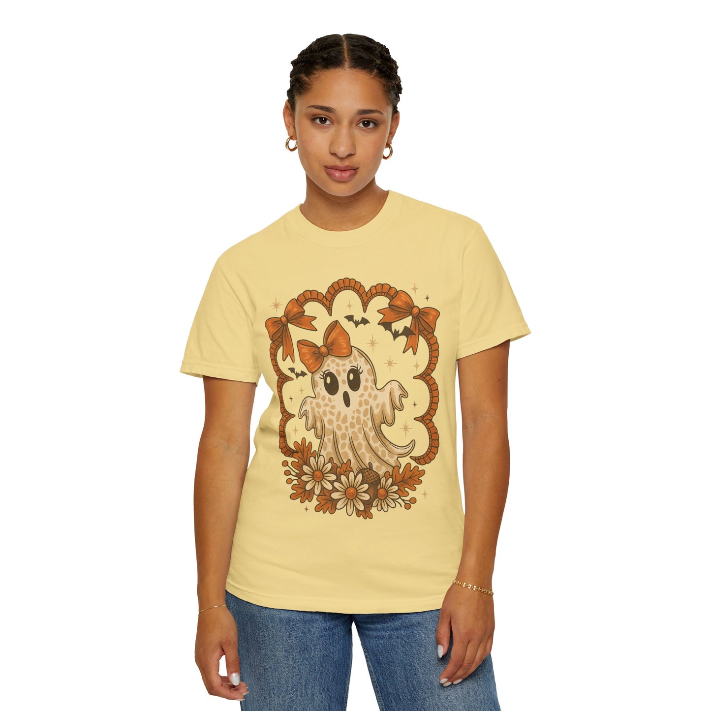 Cute Ghost T-Shirt, Halloween Graphic Tee with Bow, Spooky Season Fall Shirt for Women & Men