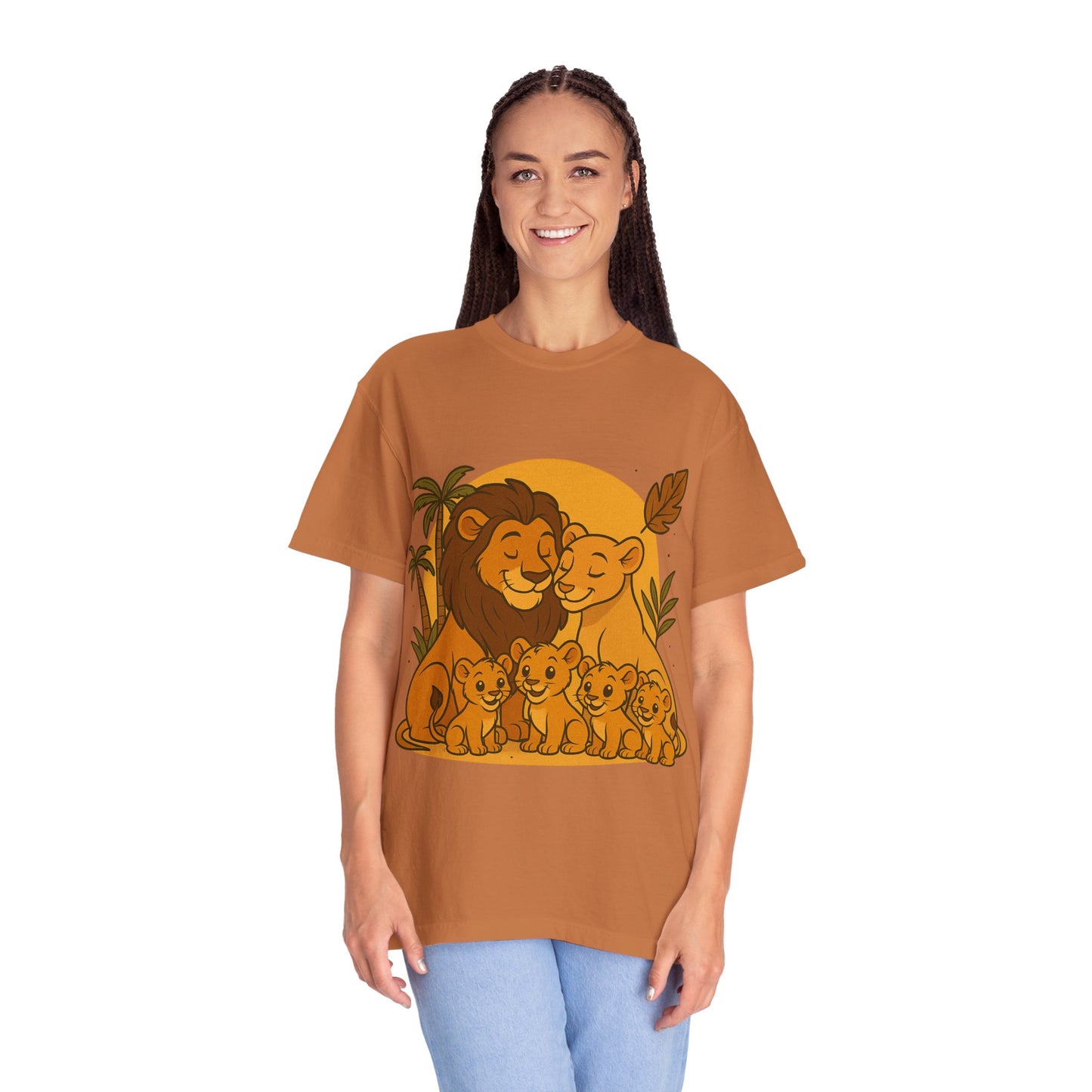 Lion Family T-Shirt – Mom, Dad & 4 Cub | Lion Pride Family Design | Mufasa| Cute Safari Jungle Tee
