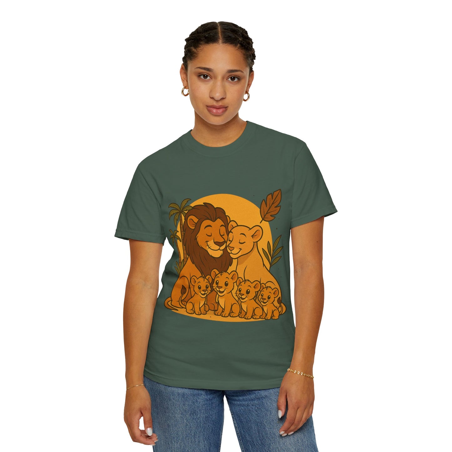 Lion Family T-Shirt – Mom, Dad & 4 Cub | Lion Pride Family Design | Mufasa| Cute Safari Jungle Tee