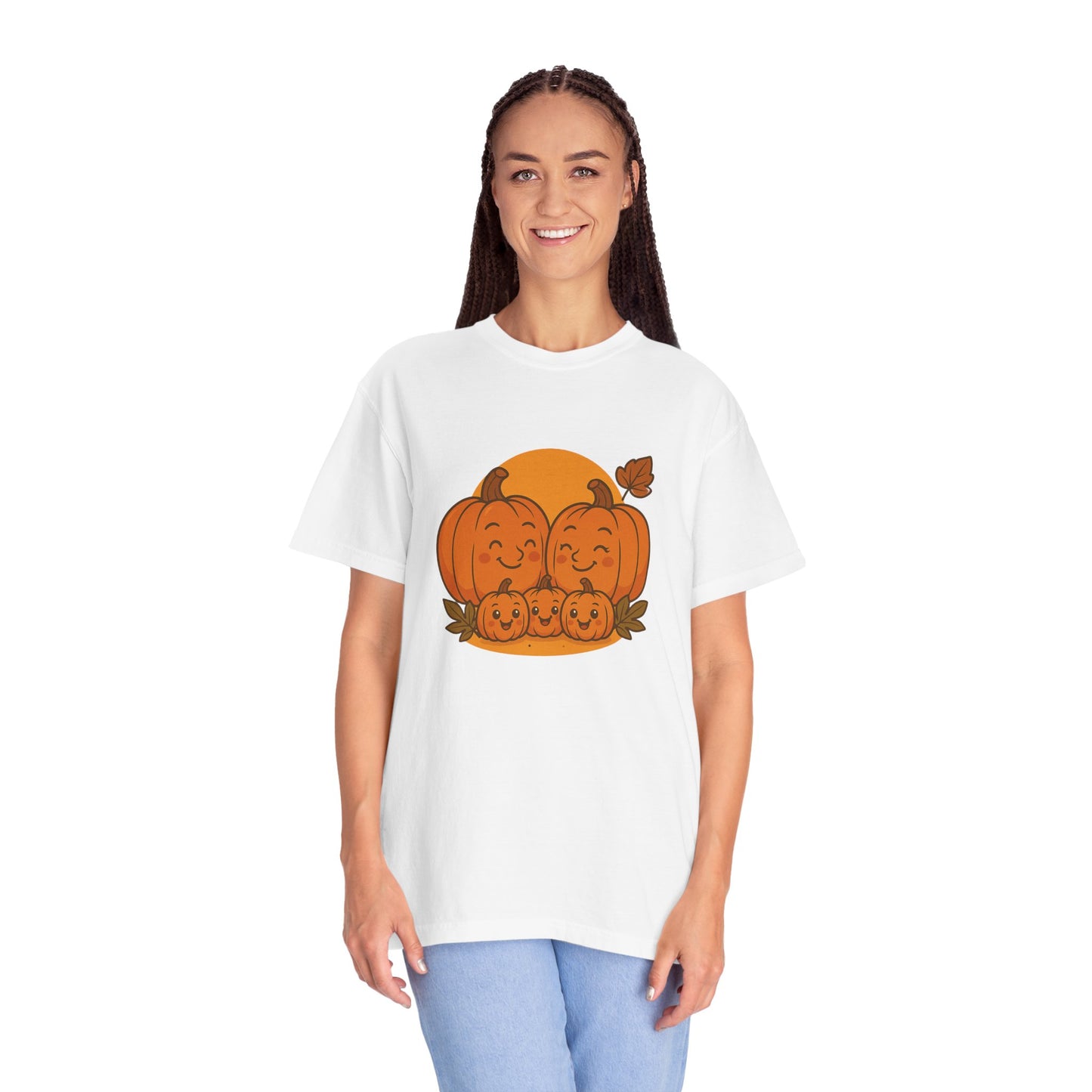 Cute Pumpkin Family T-Shirt with Three Baby Pumpkins – Fall Harvest Graphic Tee, Autumn Thanksgiving Shirt