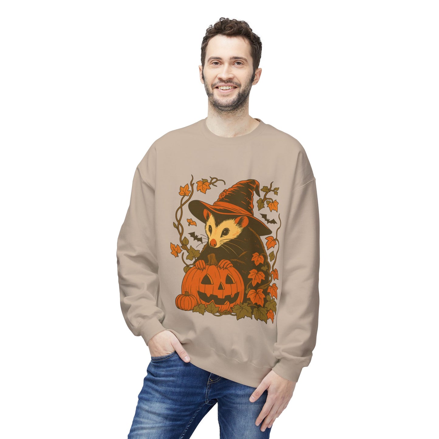Opossum Halloween Fleece Sweatshirt | Cute Spooky Season Goblincore Sweater