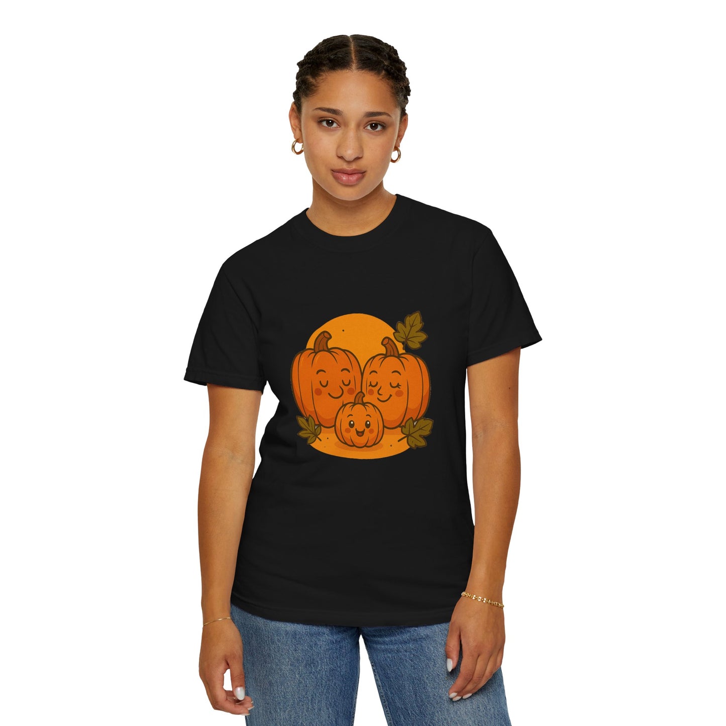 Cute Pumpkin Family T-Shirt with One Baby Pumpkin – Fall Harvest Graphic Tee, Autumn Thanksgiving Shirt